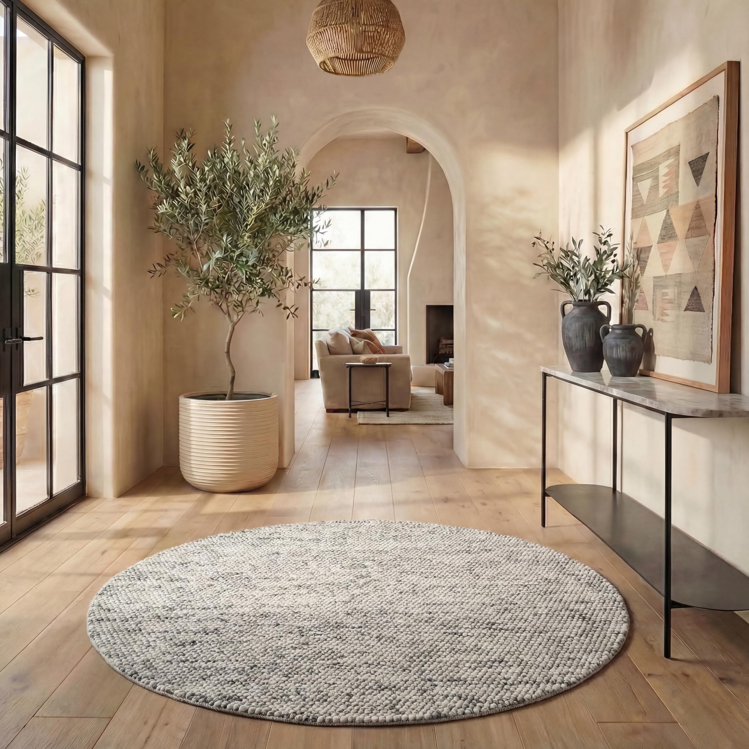 SAFAVIEH Area Rug 8x10 - Natura Collection - Large - Ivory, Handmade Wool Blend, Textured Design, Ideal for Living Room, Bedroom, Dining Space (NAT620A)