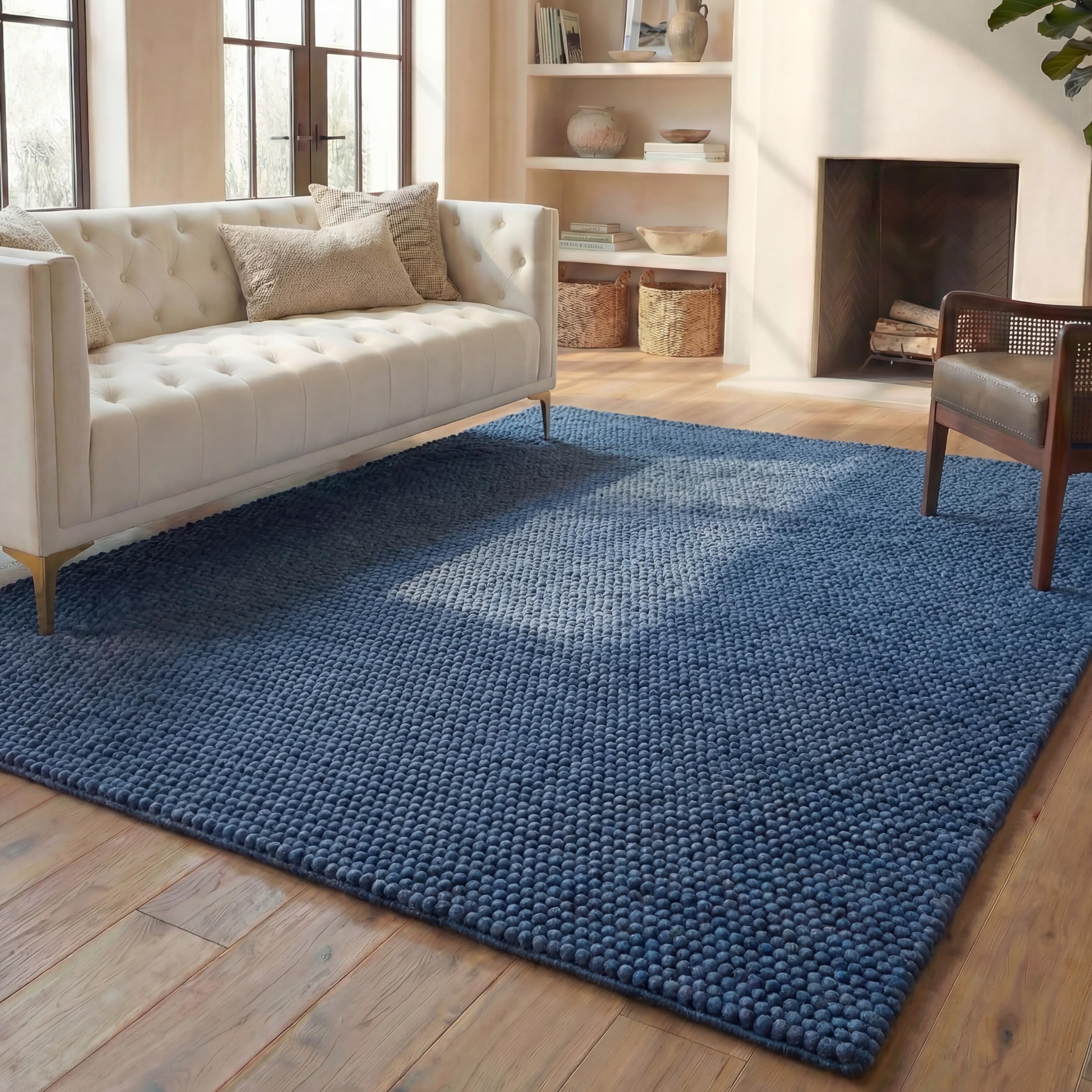 SAFAVIEH Area Rug 8x10 - Natura Collection - Large - Ivory, Handmade Wool Blend, Textured Design, Ideal for Living Room, Bedroom, Dining Space (NAT620A)