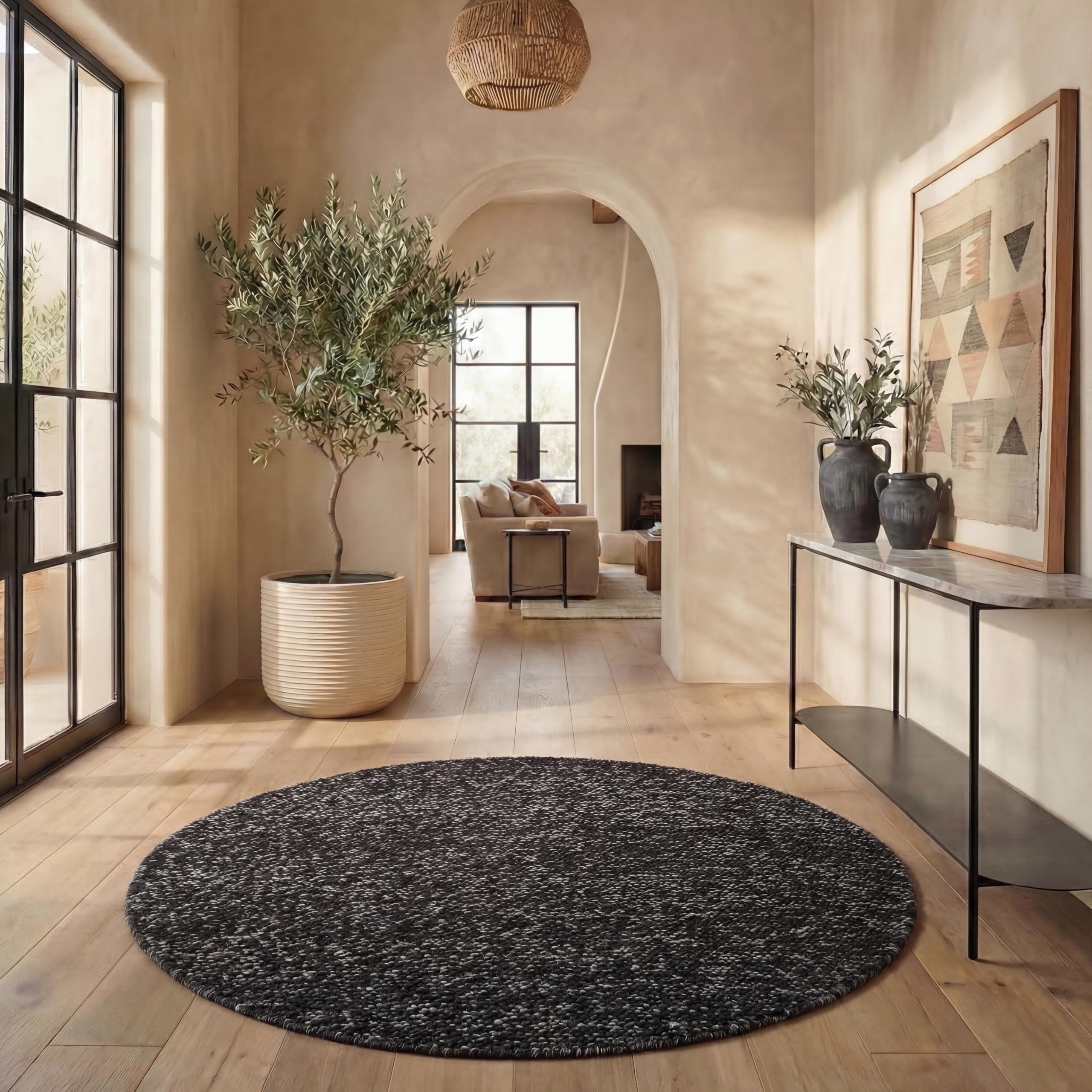 SAFAVIEH Area Rug 5x8 - Natura Collection - Beige & Ivory, Handmade Wool Blend, Textured Design, Ideal for Living Room, Bedroom, Dining Space (NAT425B)