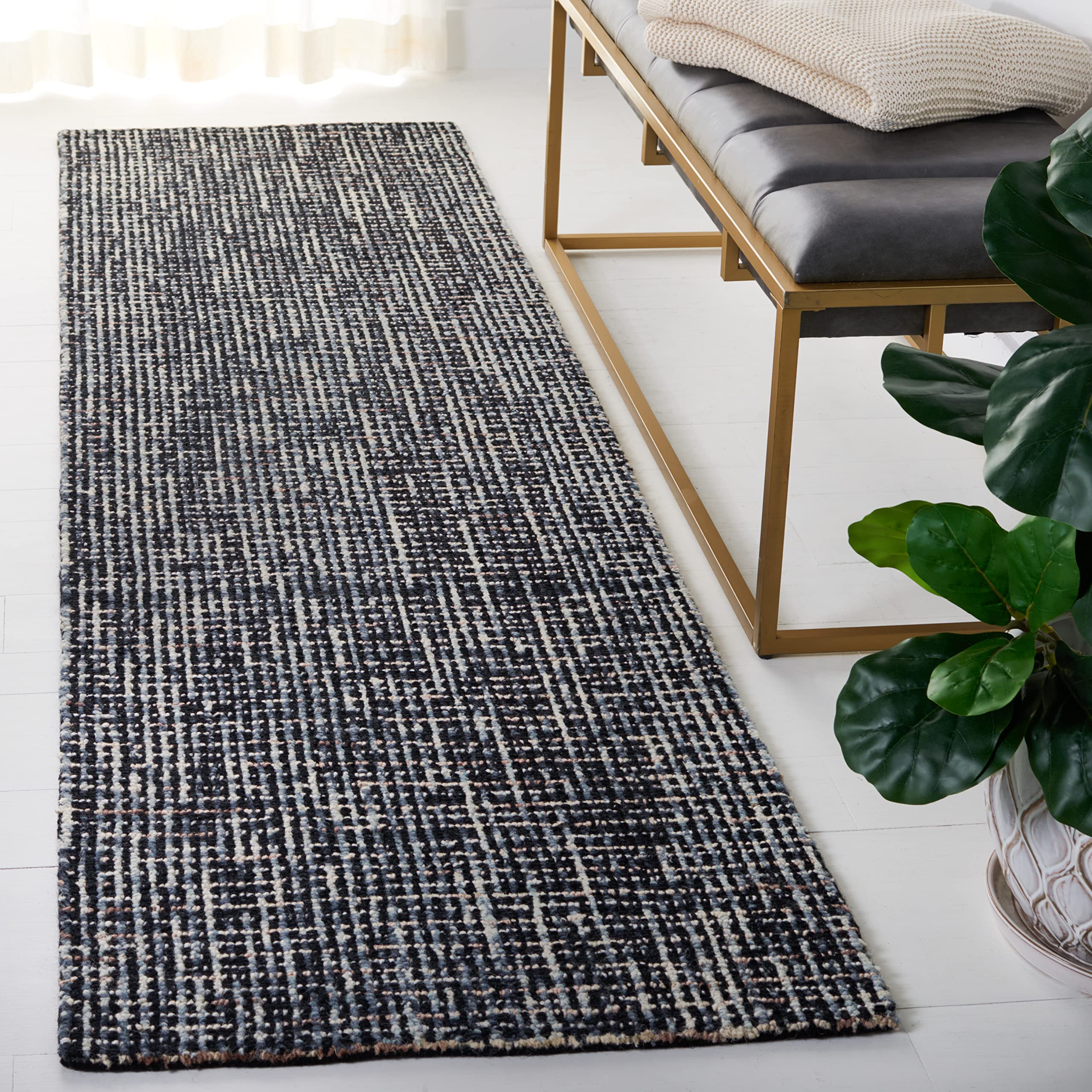 SAFAVIEH Area Rug 8x10 - Abstract Collection - Large - Ivory & Grey, Handmade Wool, Ideal for Living Room, Bedroom, Office, Dining Space (ABT468G)