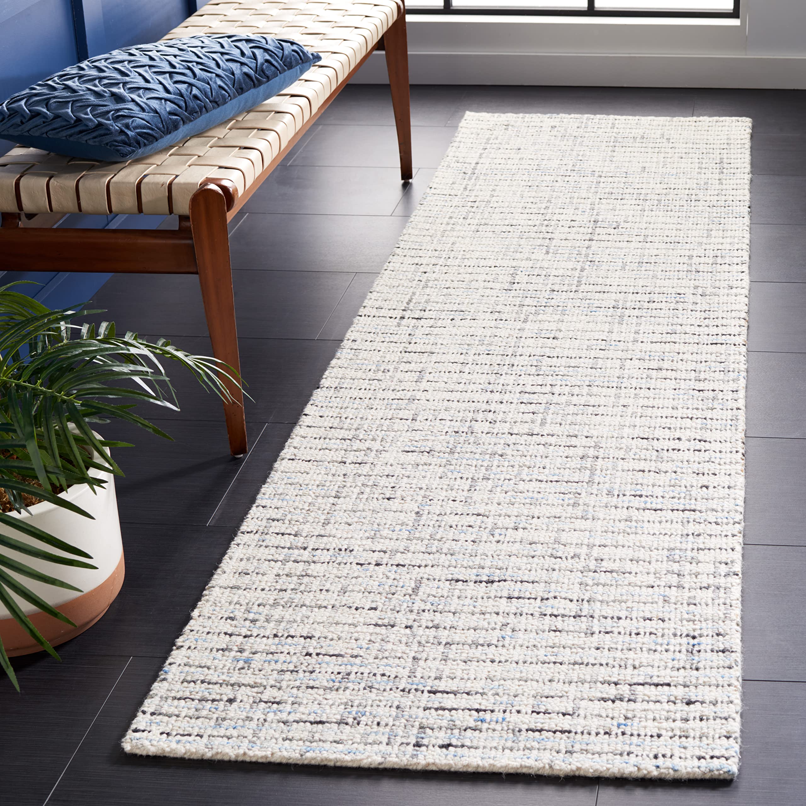SAFAVIEH Area Rug 8x10 - Abstract Collection - Large - Ivory & Grey, Handmade Wool, Ideal for Living Room, Bedroom, Office, Dining Space (ABT468G)