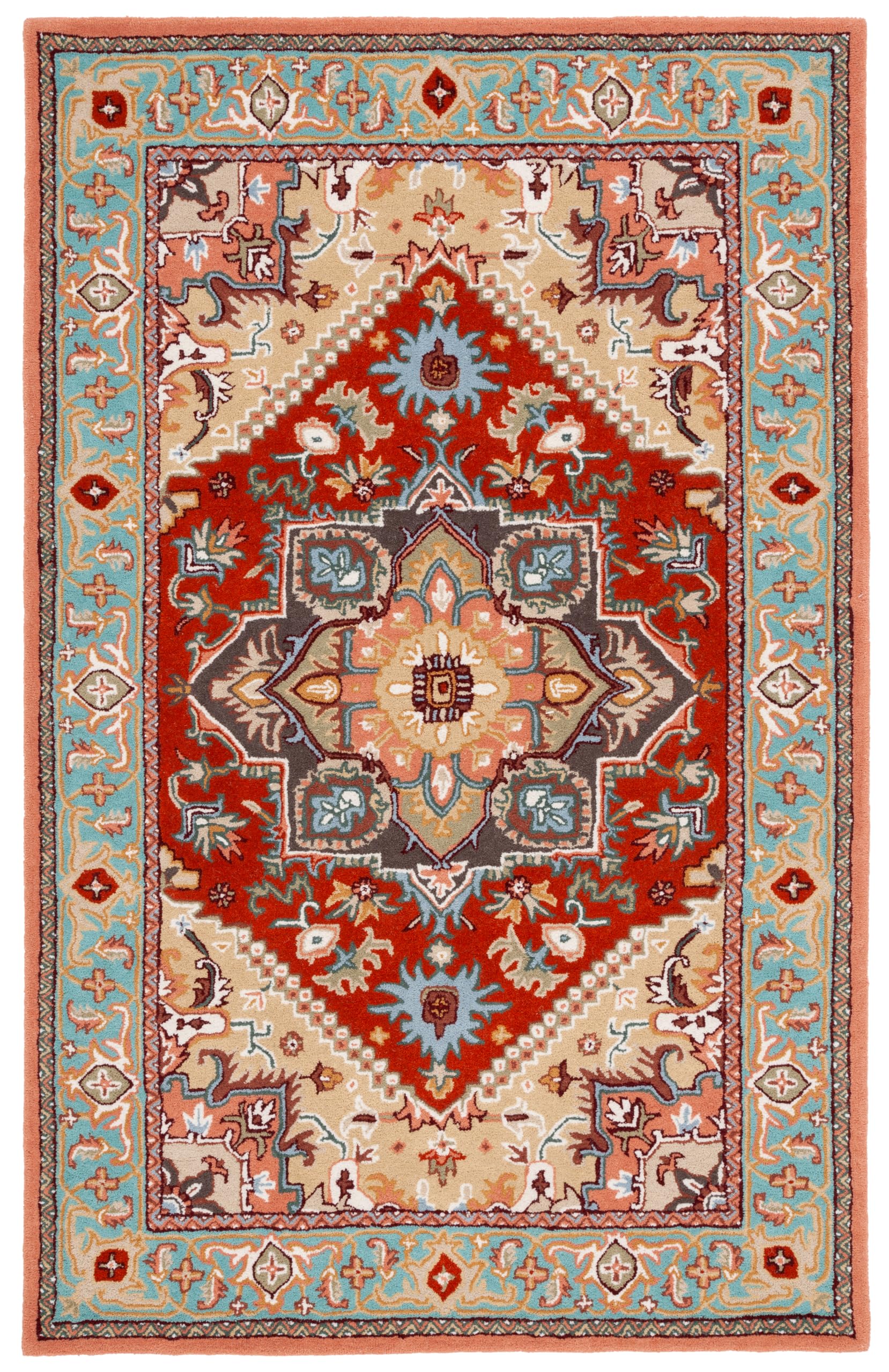 SAFAVIEH Area Rug 8x10 - Heritage Collection - Large - Red, Handmade Wool, Traditional Oriental Medallion Design, Ideal for Living Room, Bedroom, Dining Space (HG625A)
