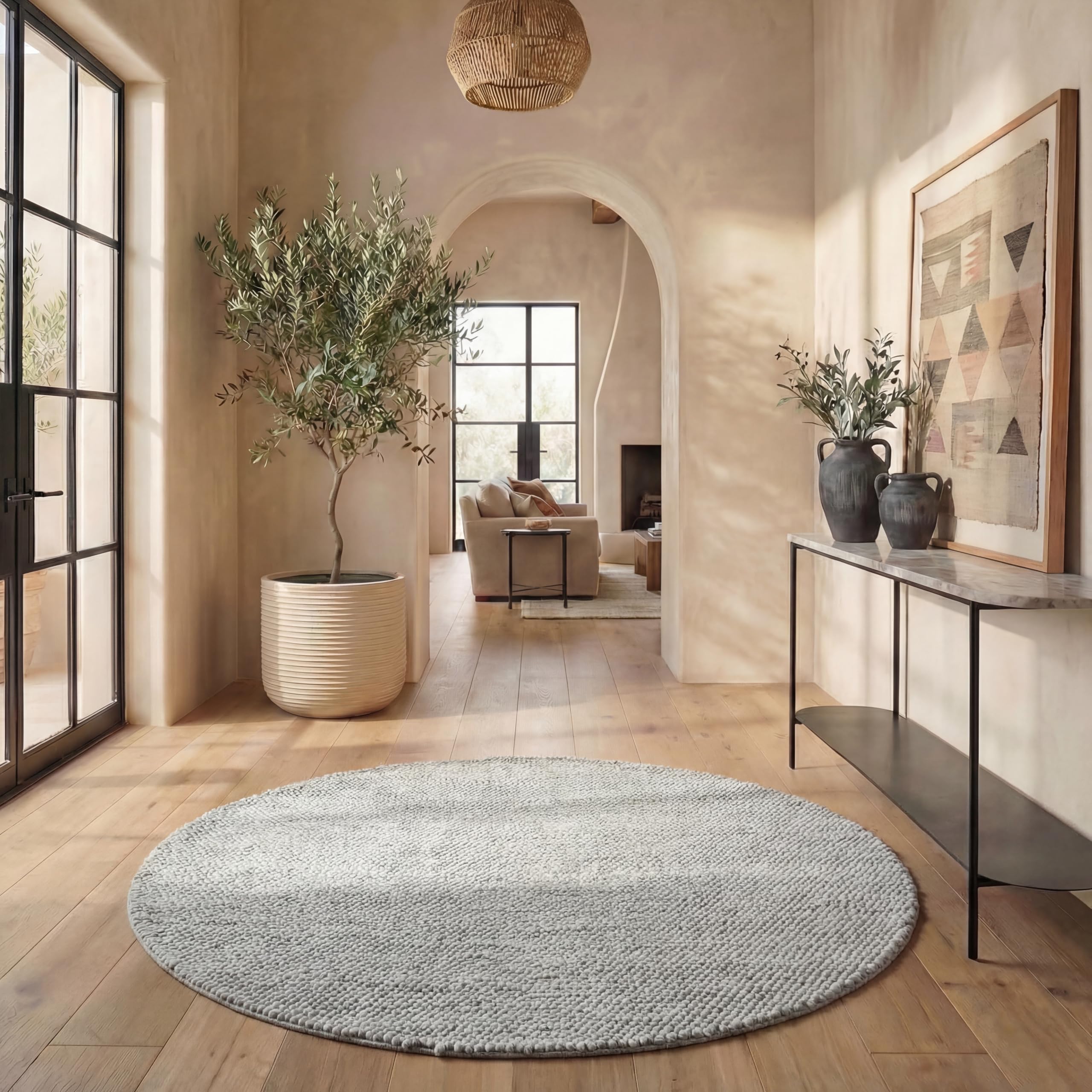 SAFAVIEH Area Rug 5x8 - Natura Collection - Beige & Ivory, Handmade Wool Blend, Textured Design, Ideal for Living Room, Bedroom, Dining Space (NAT425B)