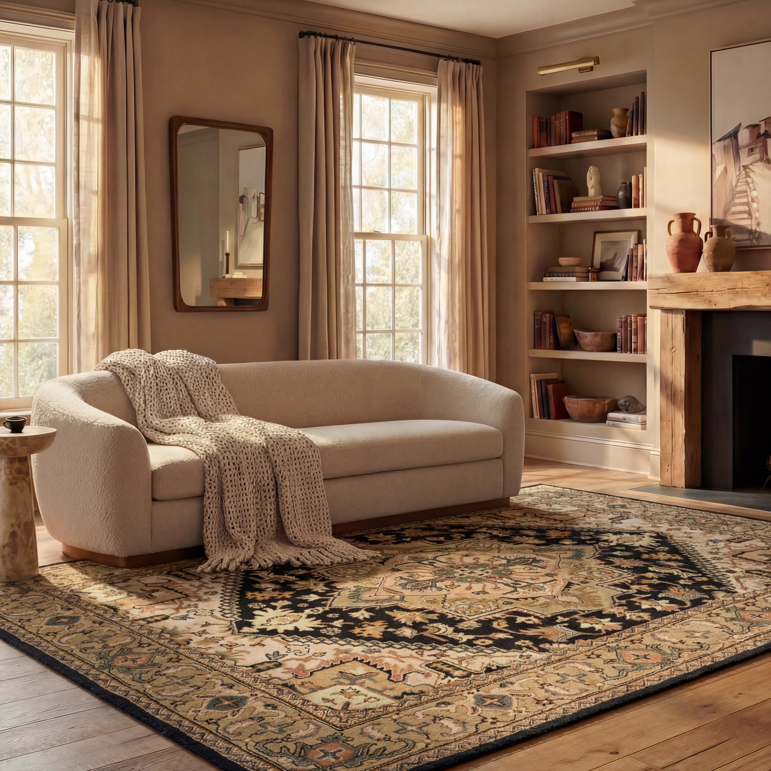 SAFAVIEH Area Rug 8x10 - Heritage Collection - Large - Red, Handmade Wool, Traditional Oriental Medallion Design, Ideal for Living Room, Bedroom, Dining Space (HG625A)