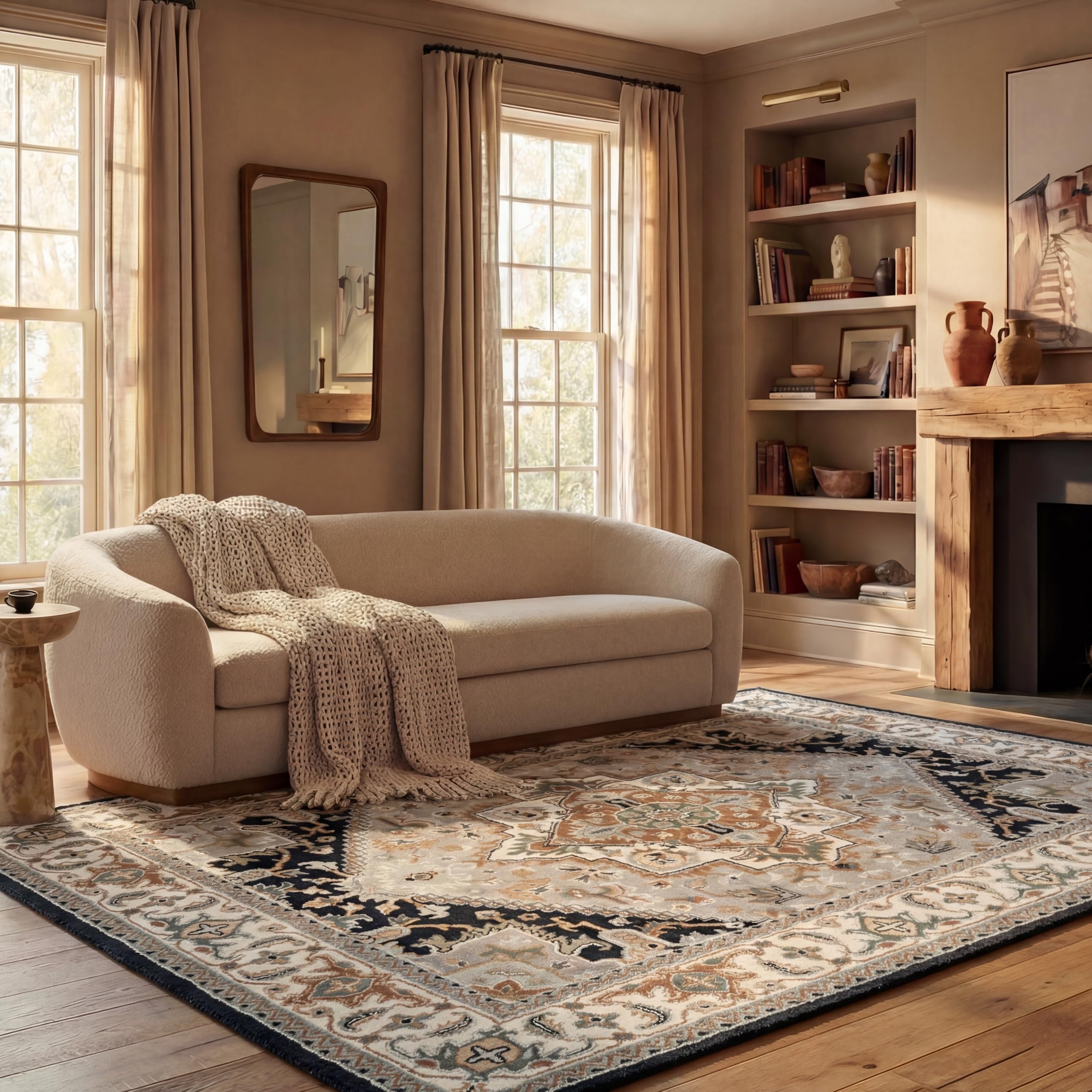 SAFAVIEH Area Rug 8x10 - Heritage Collection - Large - Red, Handmade Wool, Traditional Oriental Medallion Design, Ideal for Living Room, Bedroom, Dining Space (HG625A)