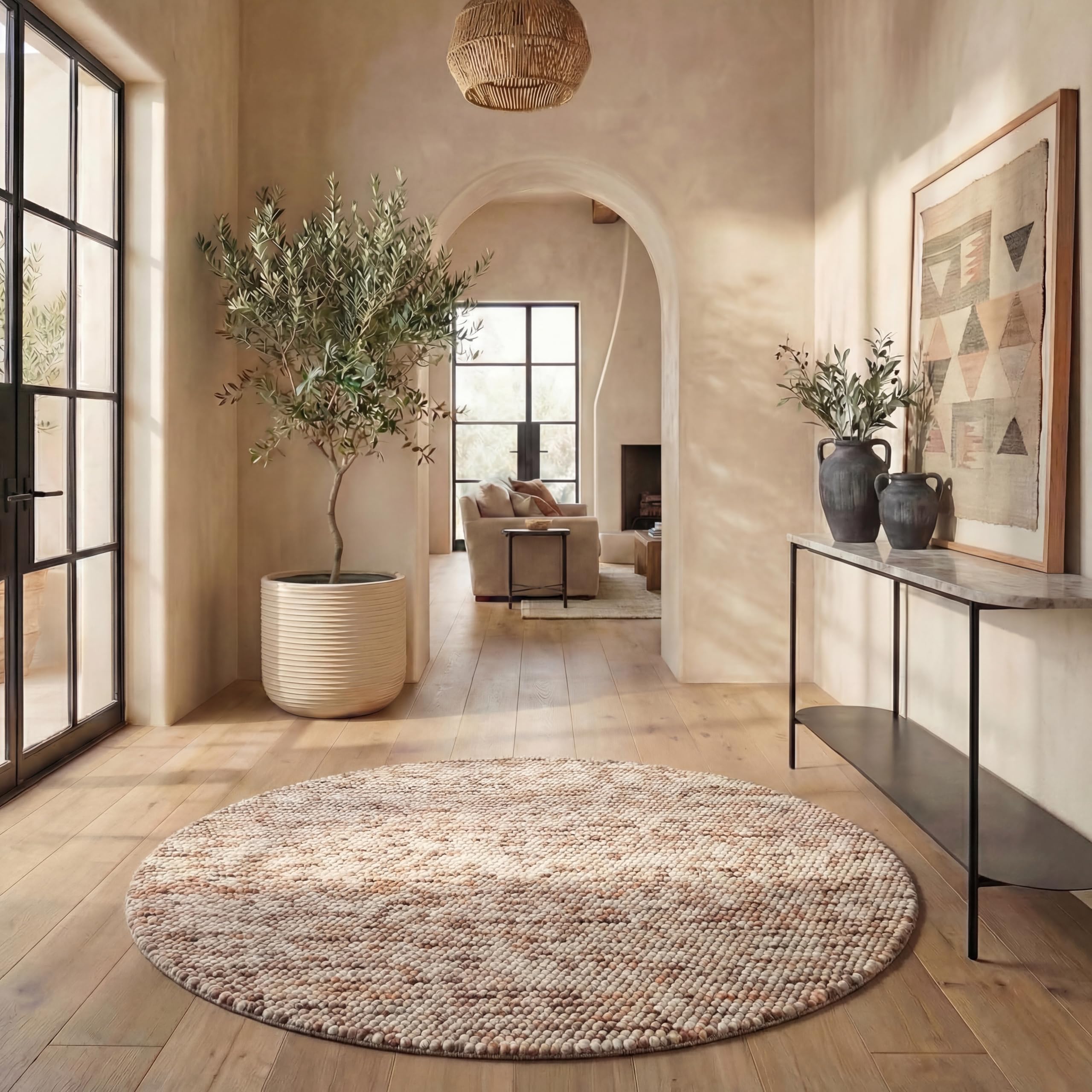 SAFAVIEH Area Rug 8x10 - Natura Collection - Large - Ivory, Handmade Wool Blend, Textured Design, Ideal for Living Room, Bedroom, Dining Space (NAT620A)