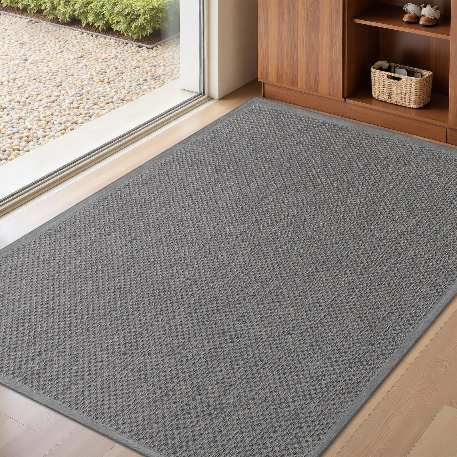 LEKEEPGO Door Mat 24"x47", Non Slip Door Mat Indoor Entrance, Rubber Backing Front Indoor Door mats Washable Absorbent Low-Profile Doomat Entryway Entry Resist Dirt Inside Door Mats, Khaki