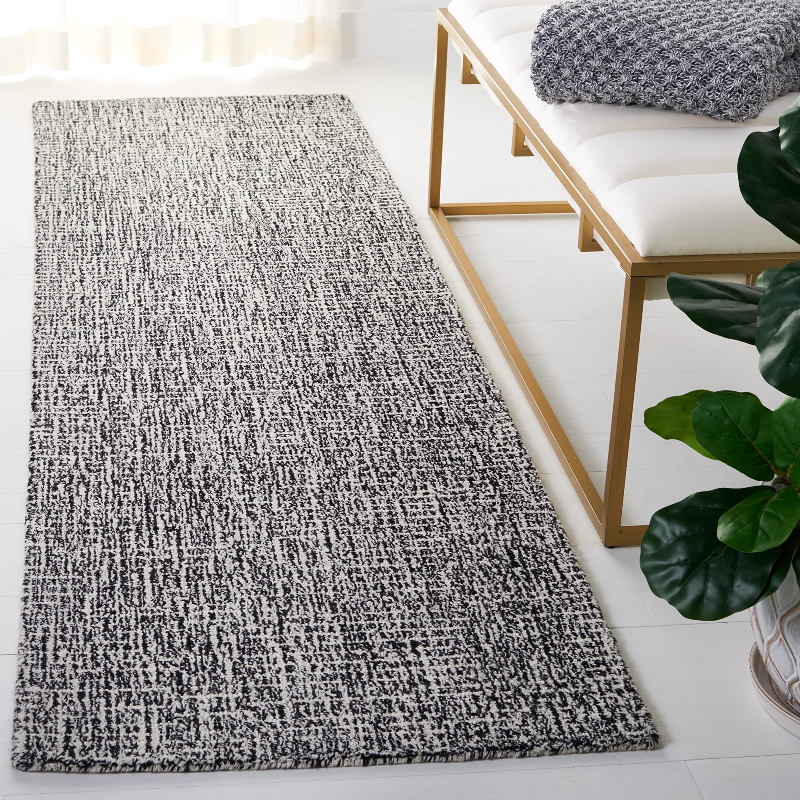 SAFAVIEH Area Rug 8x10 - Abstract Collection - Large - Ivory & Grey, Handmade Wool, Ideal for Living Room, Bedroom, Office, Dining Space (ABT468G)