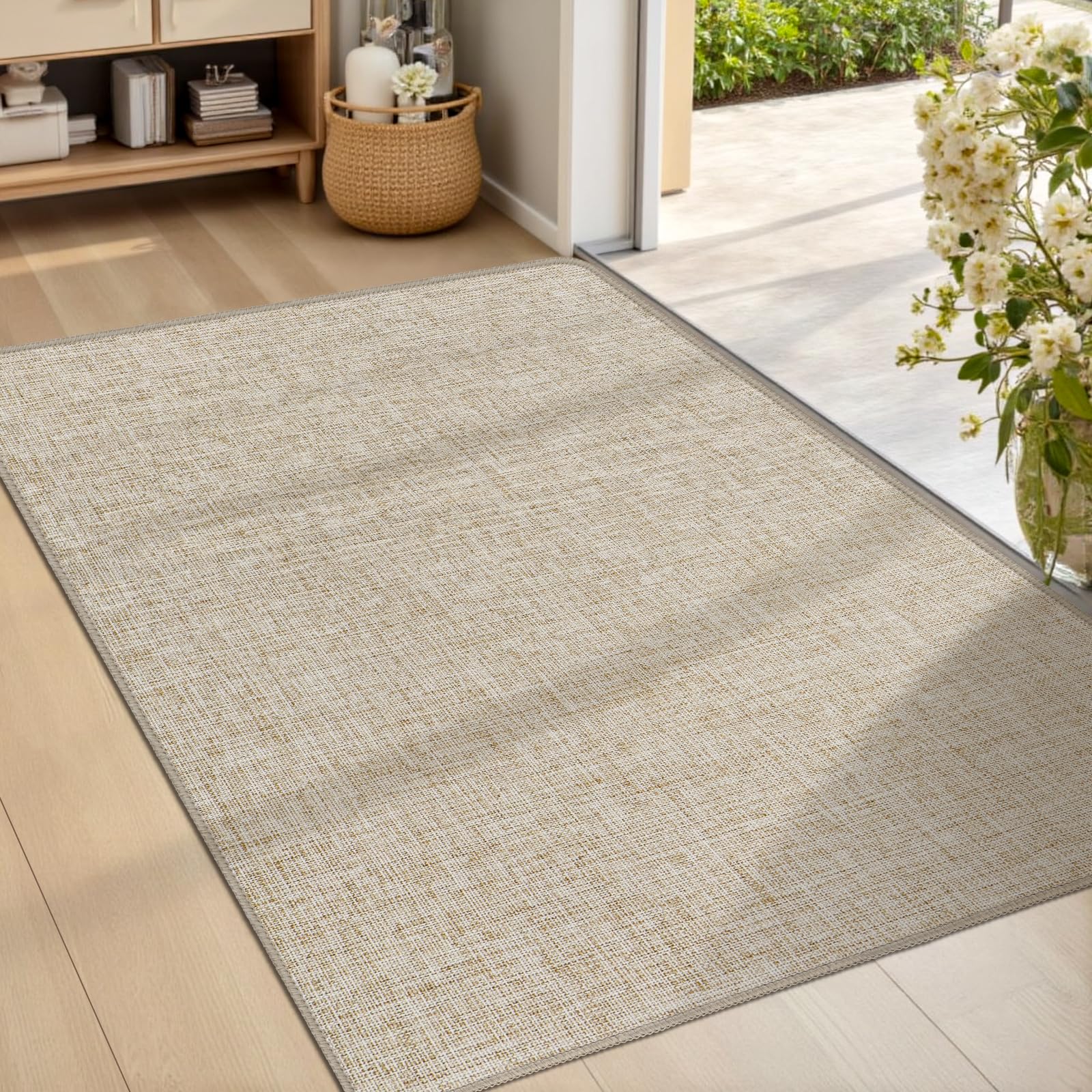 LEKEEPGO Ultra Thin Indoor Door Mat 24"x47", Low-Profile Door Mat Indoor Entrance, Non Slip Rubber Backing Inside Doormat Washable Welcome Front Entryway Dirt Trapper Entry Mat, Grey