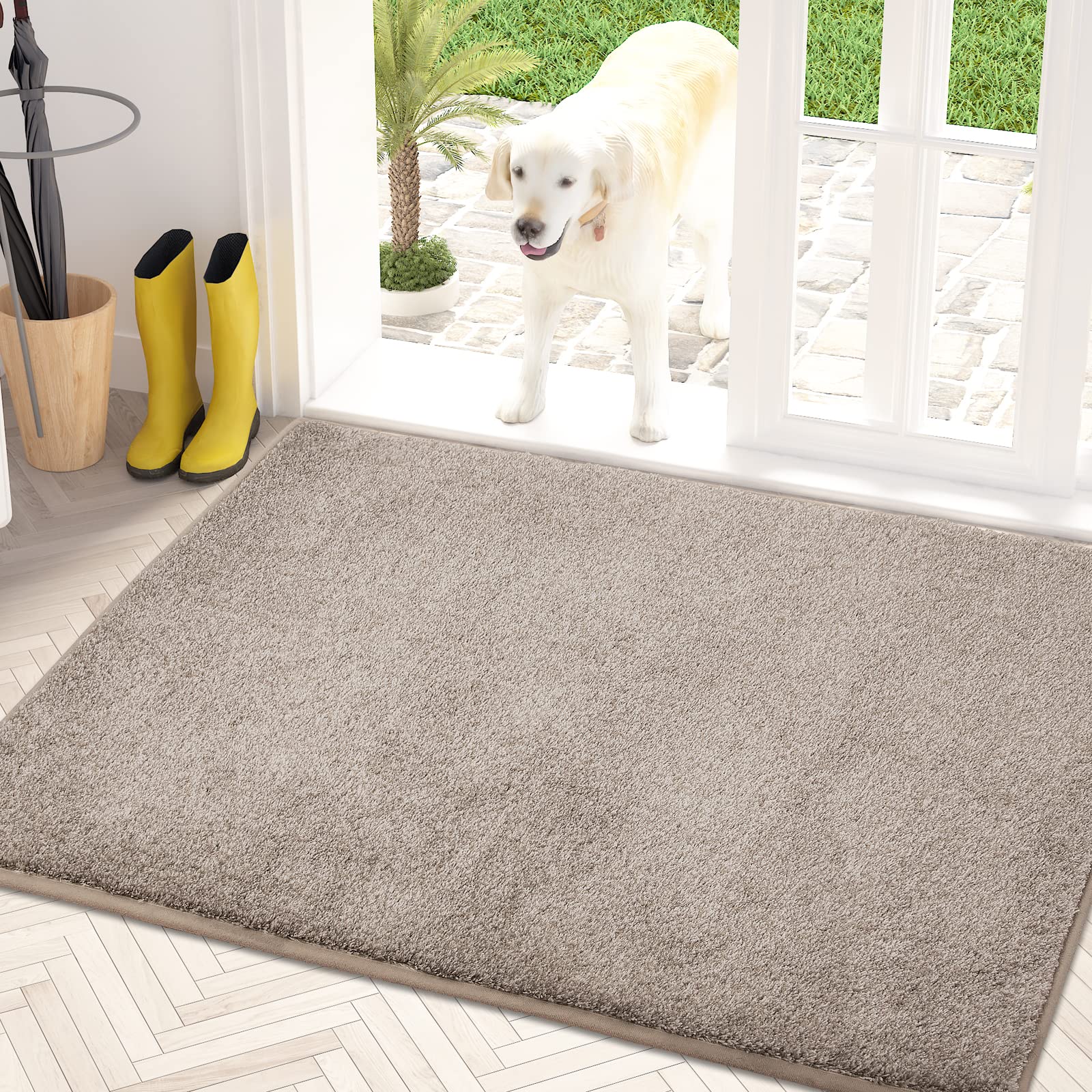 PURRUGS Dirt Trapping Door Mat 24" x 35.5", Non-Slip Machine Washable Entryway Rug, Dog Doormat, Indoor Front Door Mat, Super Absorbent Entry Rug for Muddy Shoes & Paws, Charcoal