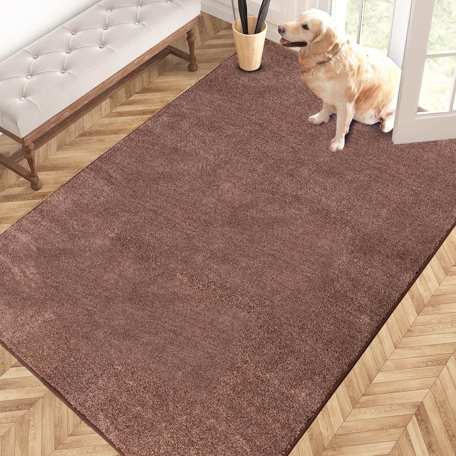 PURRUGS Dirt Trapping Door Mat 24" x 35.5", Non-Slip Machine Washable Entryway Rug, Dog Doormat, Indoor Front Door Mat, Super Absorbent Entry Rug for Muddy Shoes & Paws, Charcoal