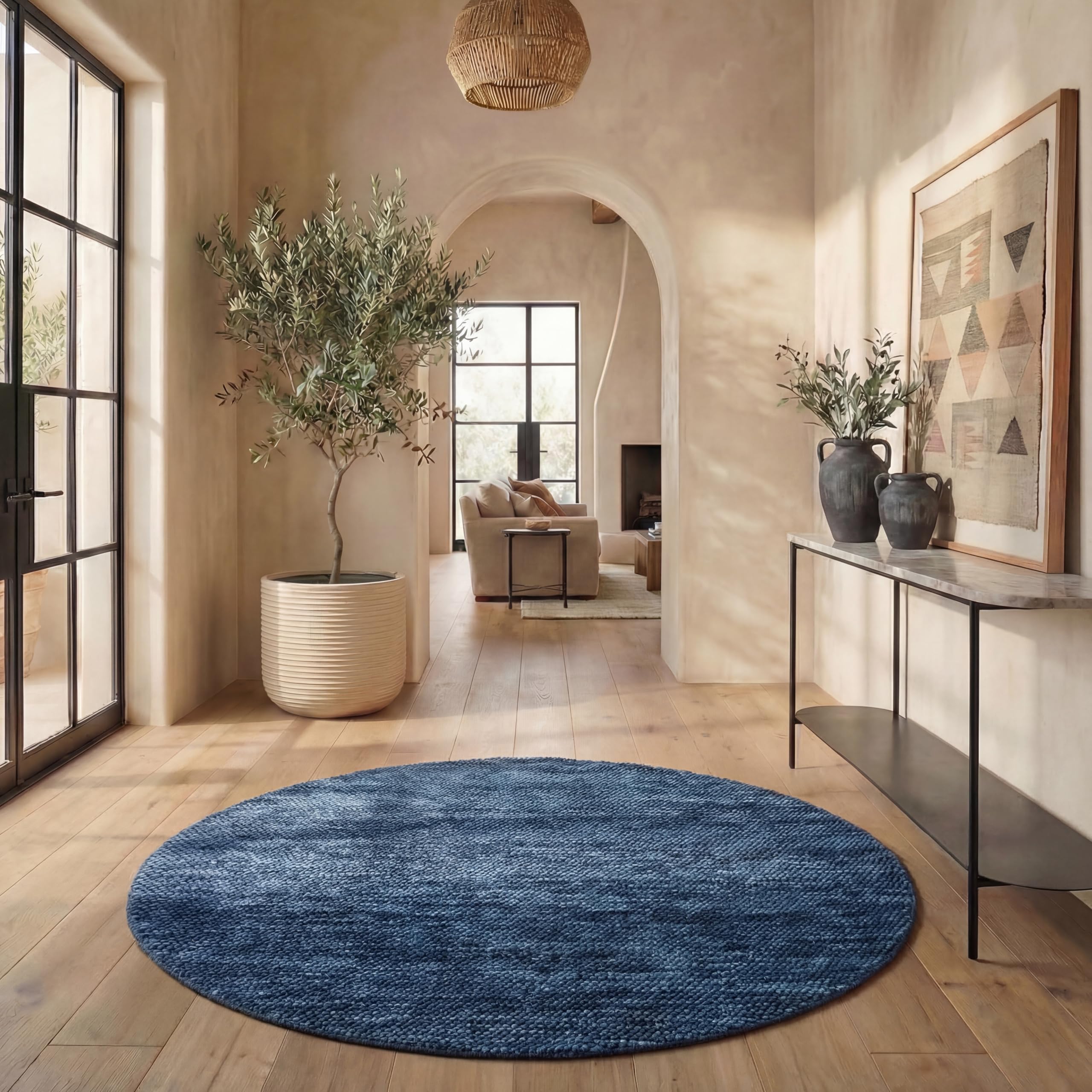 SAFAVIEH Area Rug 8x10 - Natura Collection - Large - Beige & Ivory, Handmade Wool Blend, Textured Design, Ideal for Living Room, Bedroom, Dining Space (NAT425B)