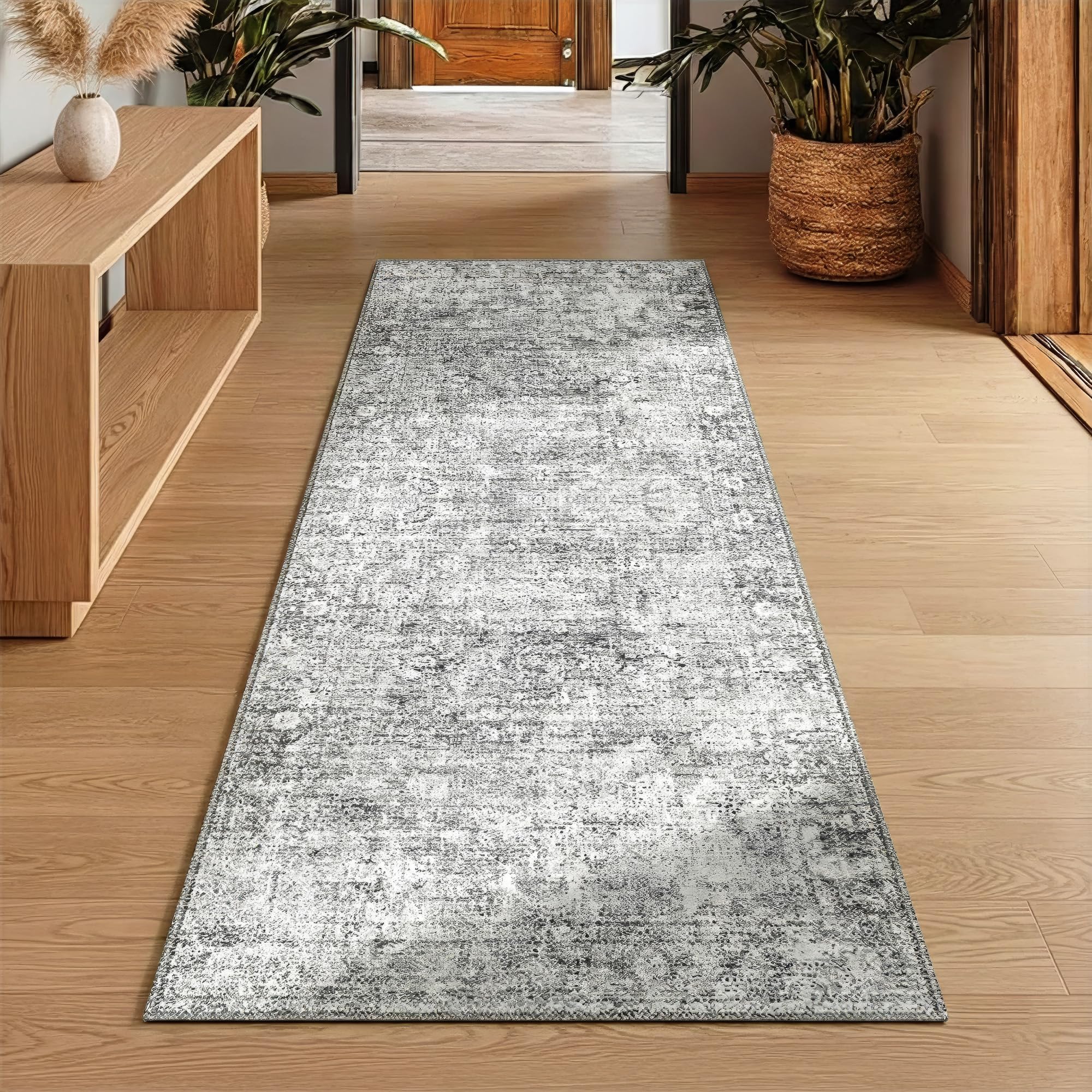 Homemate Washable Rug 8x10 Area Rugs - Vintage Faux Wool Rugs for Living Room Bedroom Dining Room - Non Slip Foldable Carpet Indoor Area Rug for Home Decor（8'x10', Beige