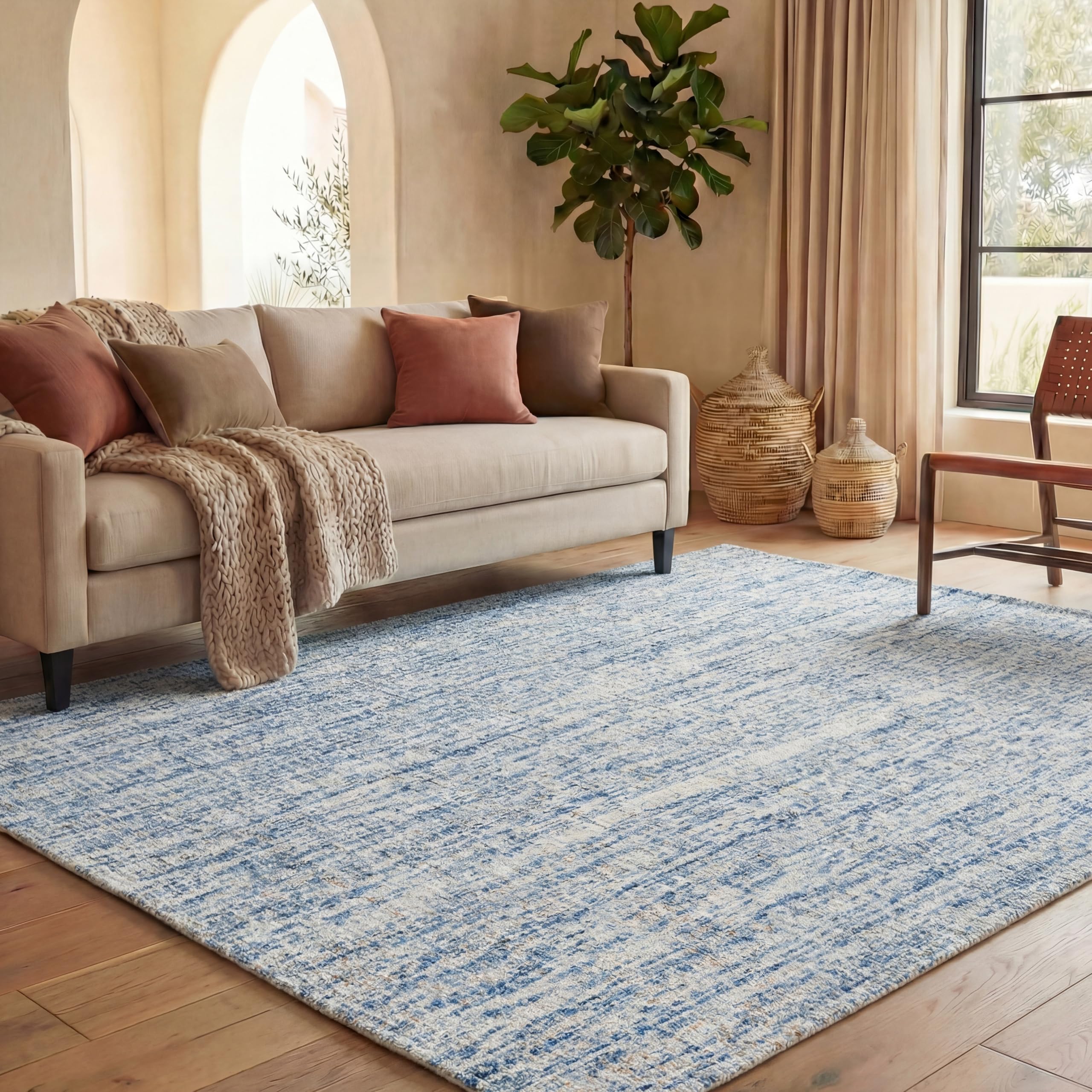 SAFAVIEH Area Rug 8x10 - Abstract Collection - Large - Ivory & Grey, Handmade Wool, Ideal for Living Room, Bedroom, Office, Dining Space (ABT468G)