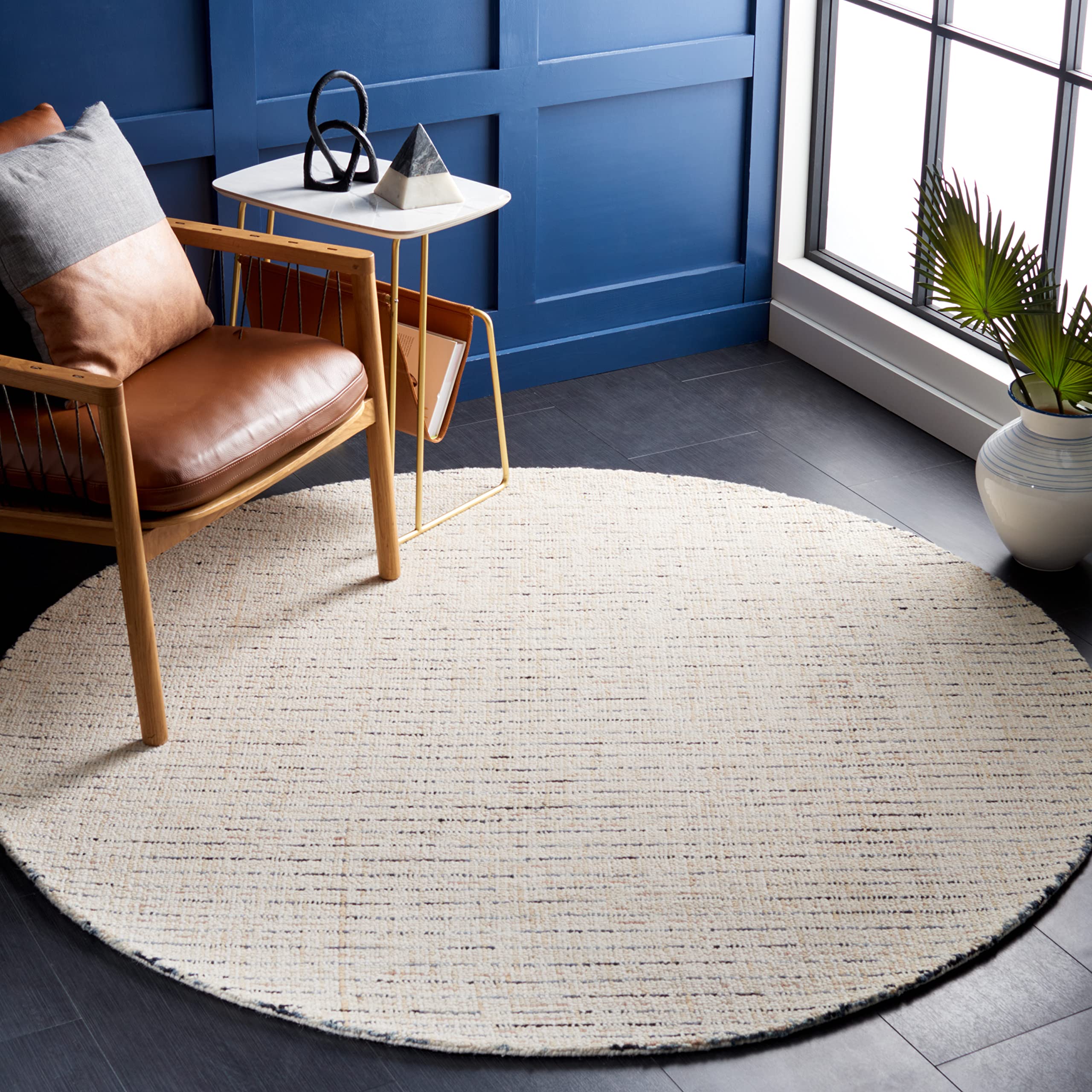 SAFAVIEH Area Rug 8x10 - Abstract Collection - Large - Ivory & Grey, Handmade Wool, Ideal for Living Room, Bedroom, Office, Dining Space (ABT468G)