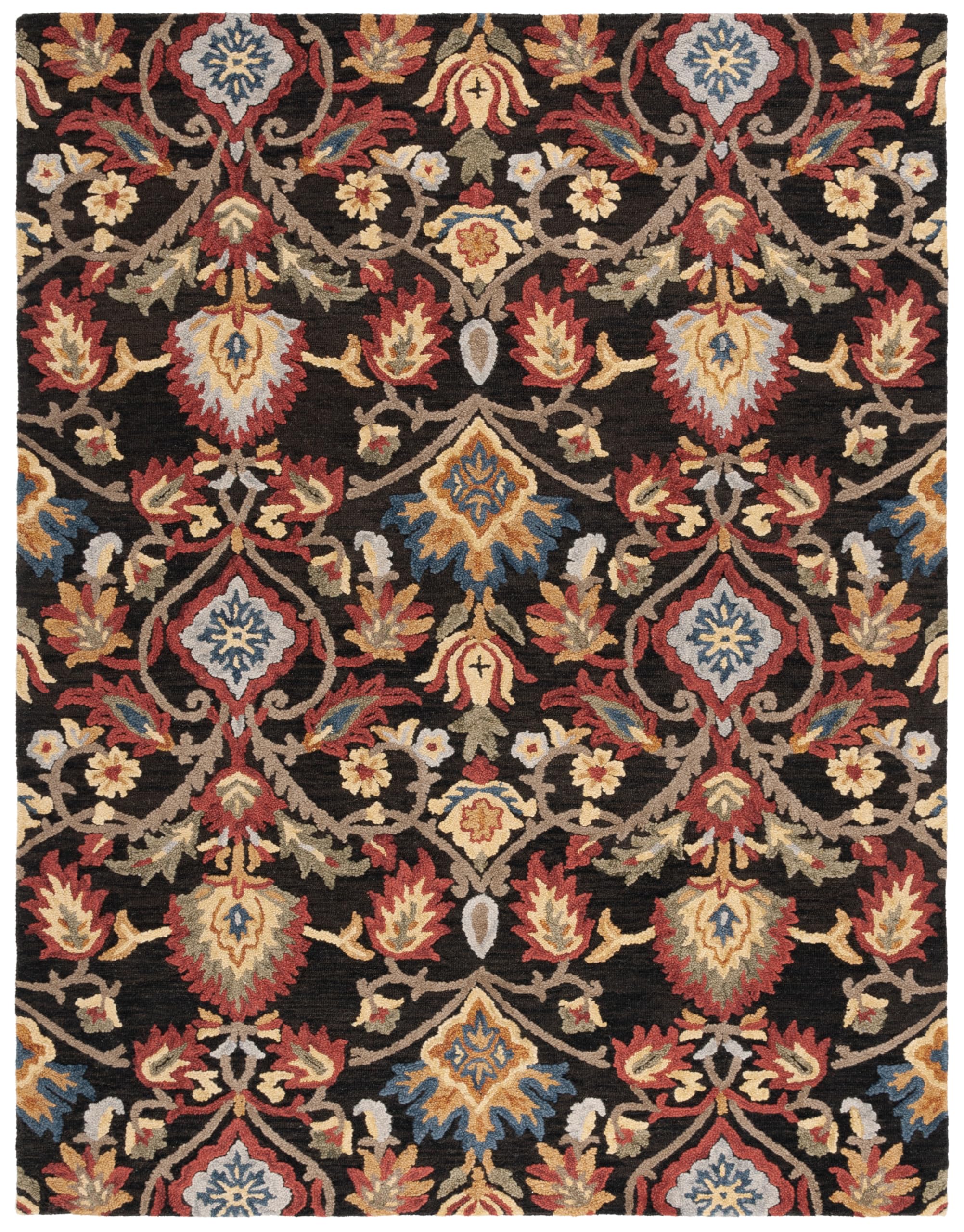 SAFAVIEH Area Rug 8x10 - Blossom Collection - Large - Green & Multi, Handmade Wool, Ideal for Living Room, Bedroom, Office, Dining Space (BLM402B)