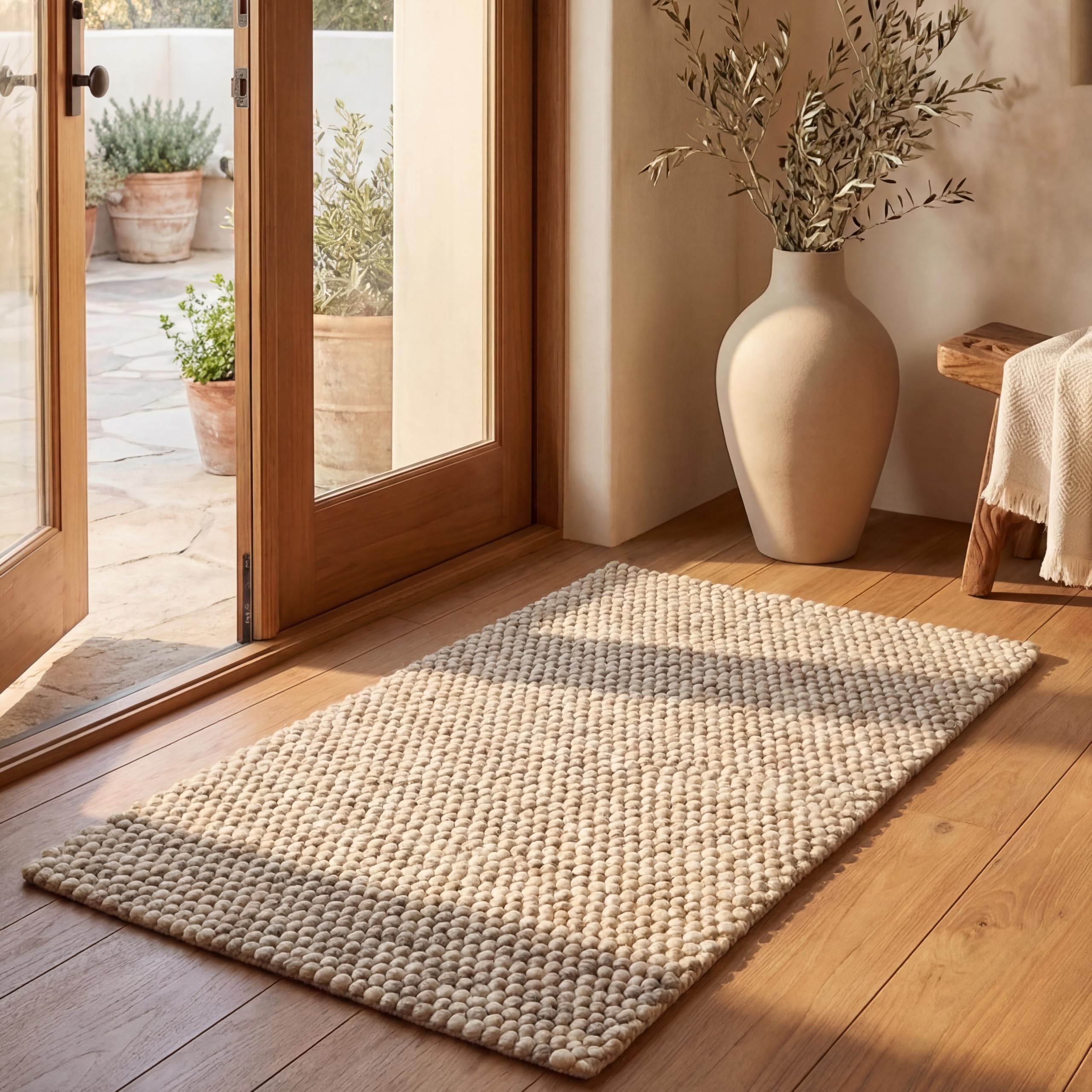 SAFAVIEH Area Rug 8x10 - Natura Collection - Large - Ivory, Handmade Wool Blend, Textured Design, Ideal for Living Room, Bedroom, Dining Space (NAT620A)