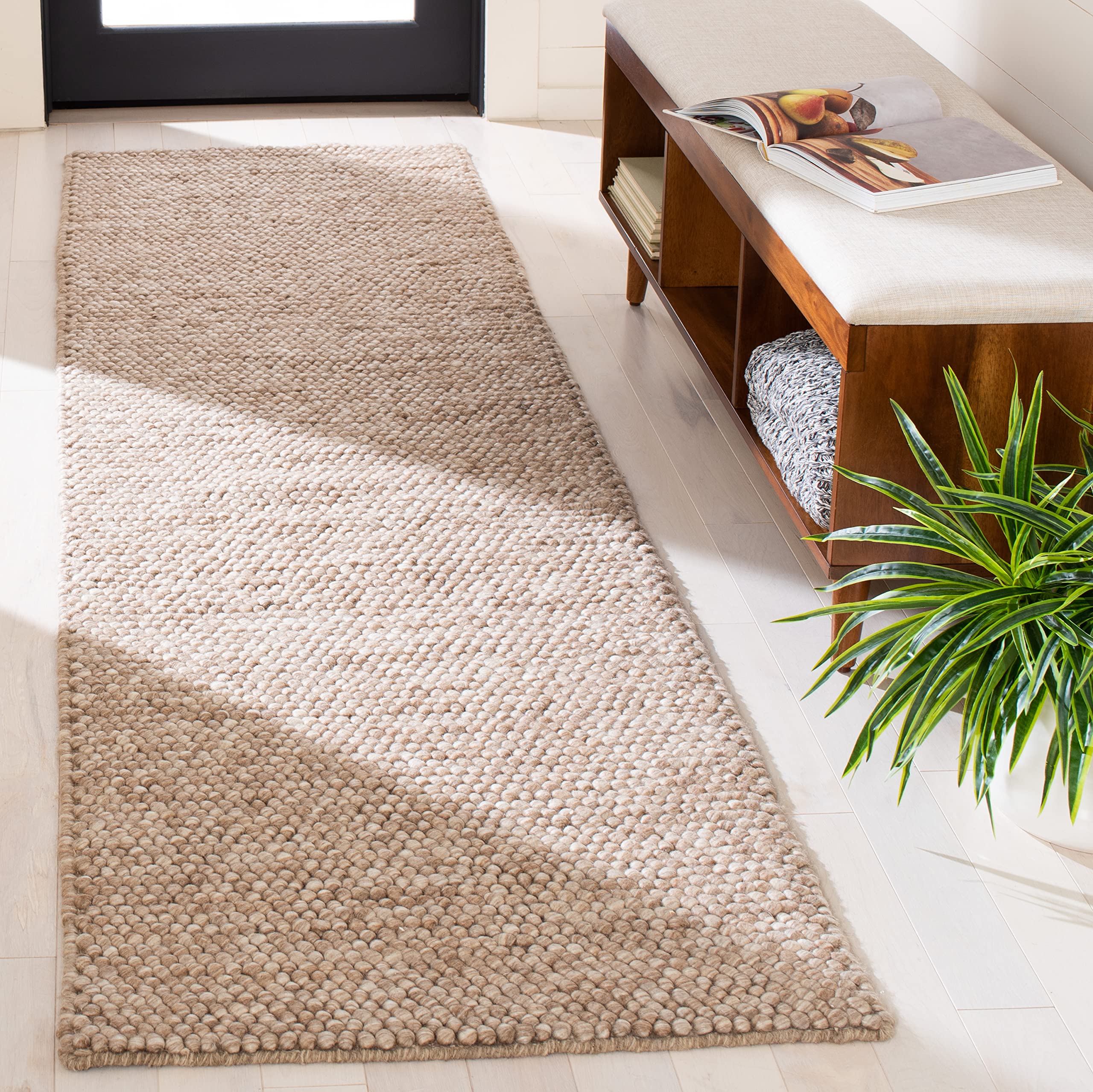 SAFAVIEH Area Rug 8x10 - Natura Collection - Large - Ivory, Handmade Wool Blend, Textured Design, Ideal for Living Room, Bedroom, Dining Space (NAT620A)