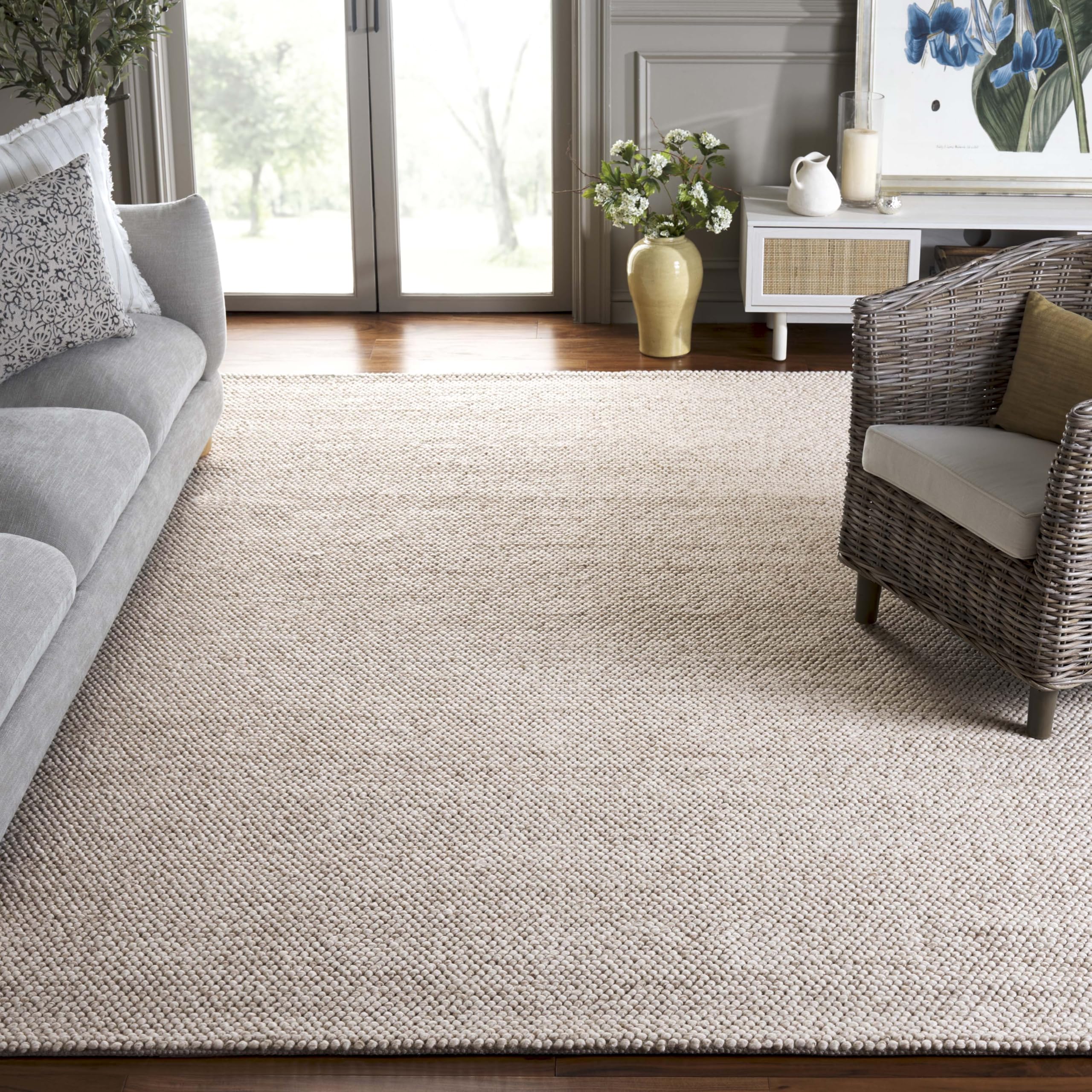 SAFAVIEH Area Rug 5x8 - Natura Collection - Beige & Ivory, Handmade Wool Blend, Textured Design, Ideal for Living Room, Bedroom, Dining Space (NAT425B)