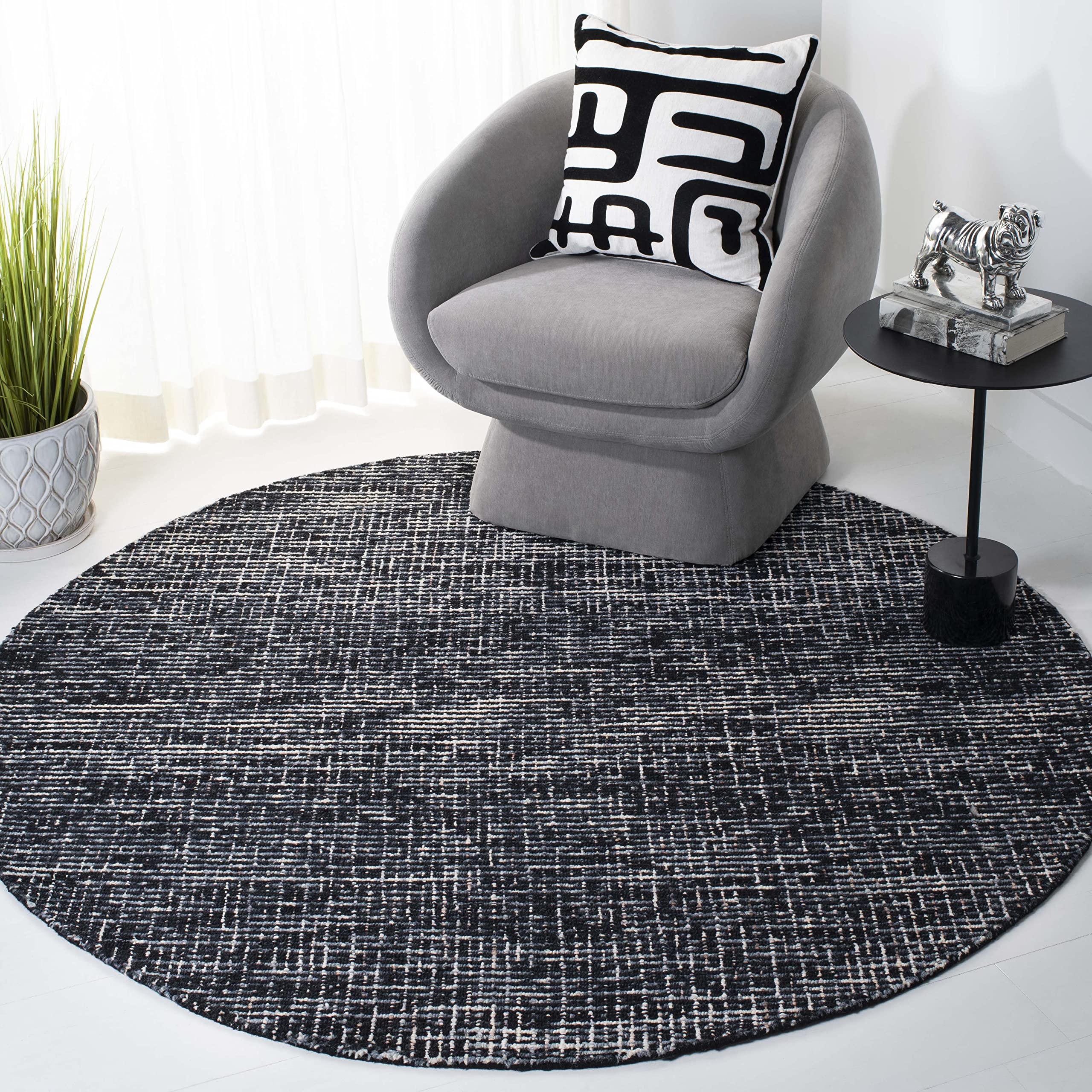SAFAVIEH Area Rug 8x10 - Abstract Collection - Large - Ivory & Grey, Handmade Wool, Ideal for Living Room, Bedroom, Office, Dining Space (ABT468G)
