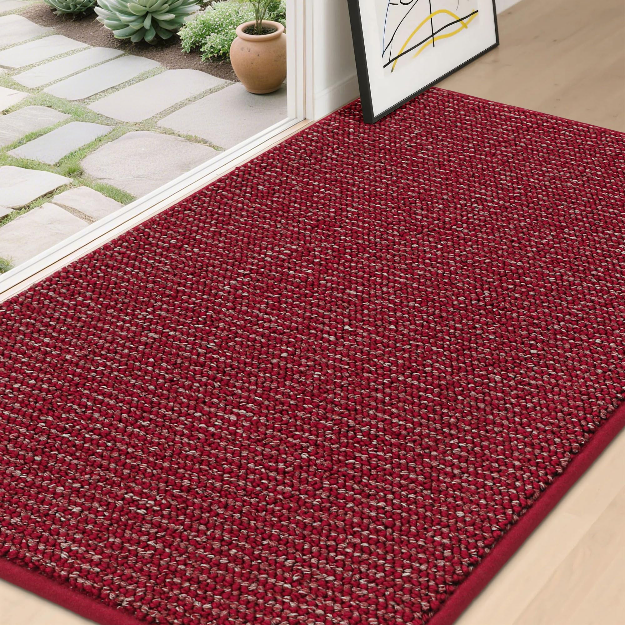 BEQHAUSE Dirt Trapper Door Mat 24" x 36", Non-Slip Washable Doormats Entrance Mat, Dirt Resistant and Absorbent Welcome Mat, Low Profile Floor Mats for Front Back Door and Entryway, Beige