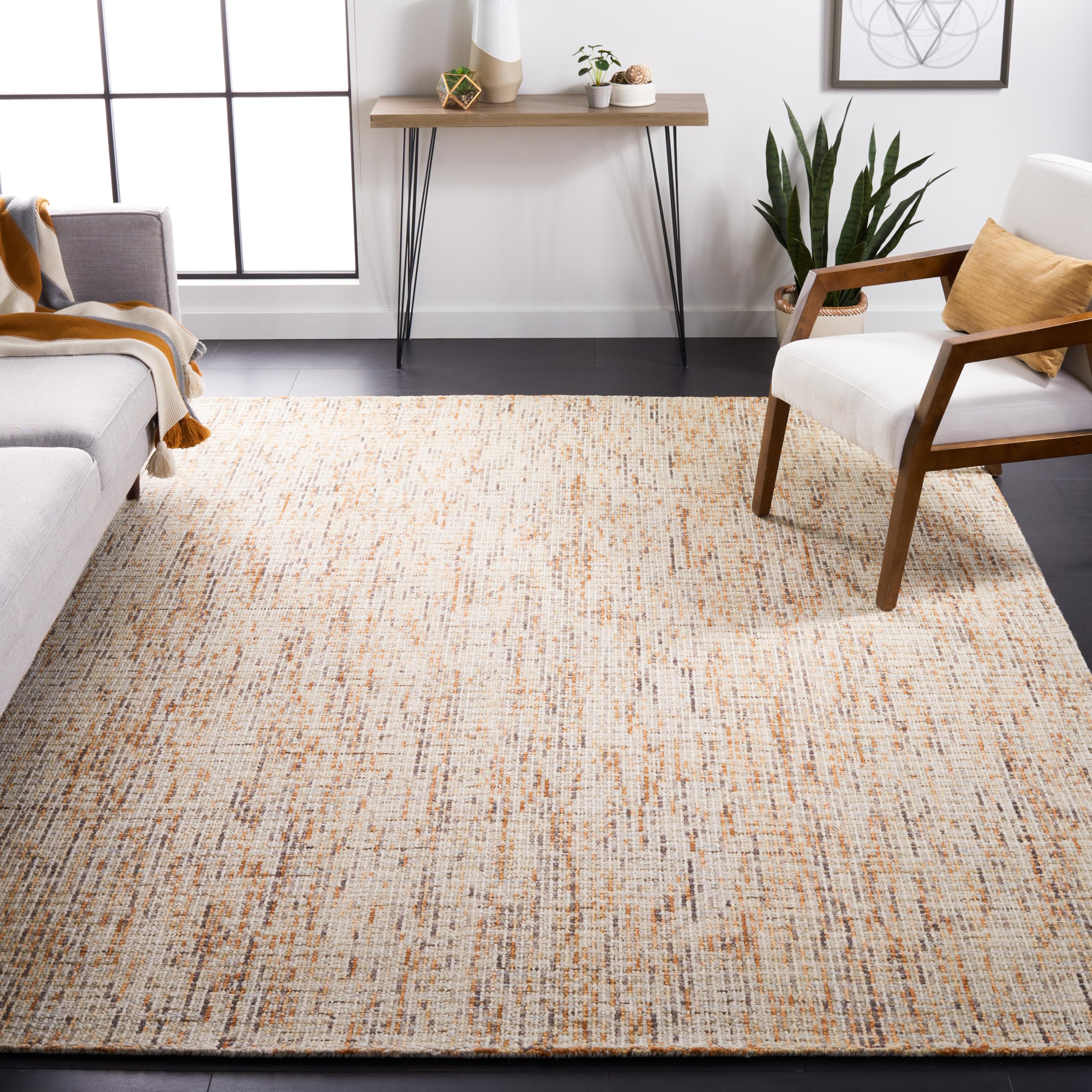 SAFAVIEH Area Rug 8x10 - Abstract Collection - Large - Ivory & Grey, Handmade Wool, Ideal for Living Room, Bedroom, Office, Dining Space (ABT468G)