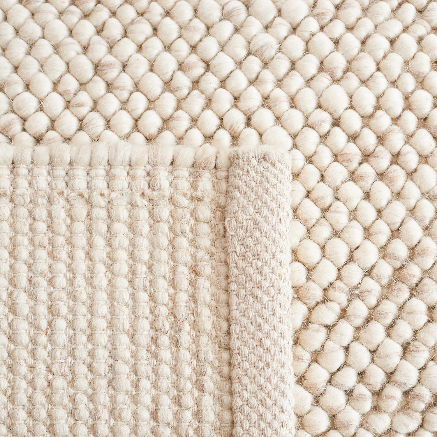 SAFAVIEH Area Rug 8x10 - Natura Collection - Large - Beige & Ivory, Handmade Wool Blend, Textured Design, Ideal for Living Room, Bedroom, Dining Space (NAT425B)