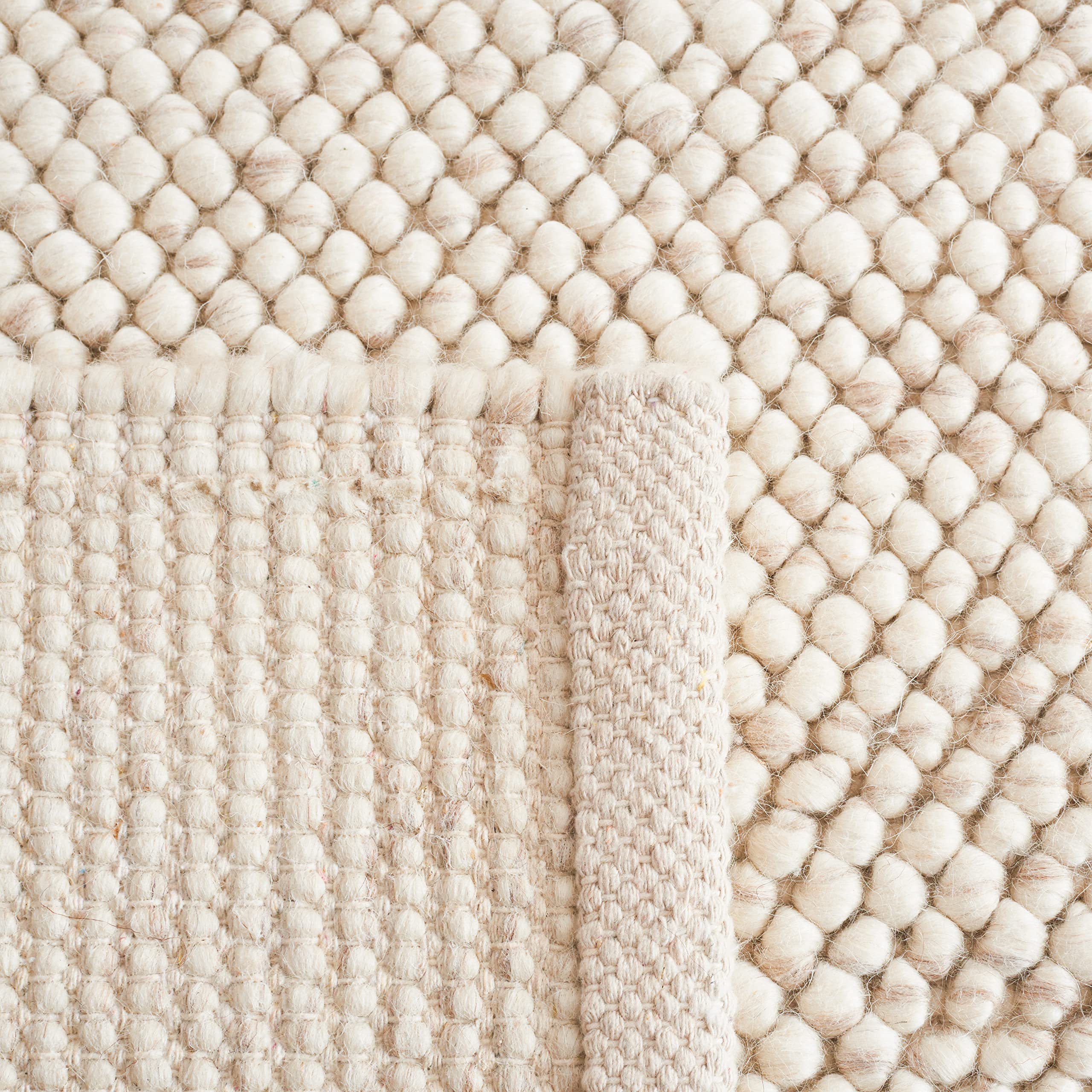 SAFAVIEH Area Rug 8x10 - Natura Collection - Large - Beige & Ivory, Handmade Wool Blend, Textured Design, Ideal for Living Room, Bedroom, Dining Space (NAT425B)