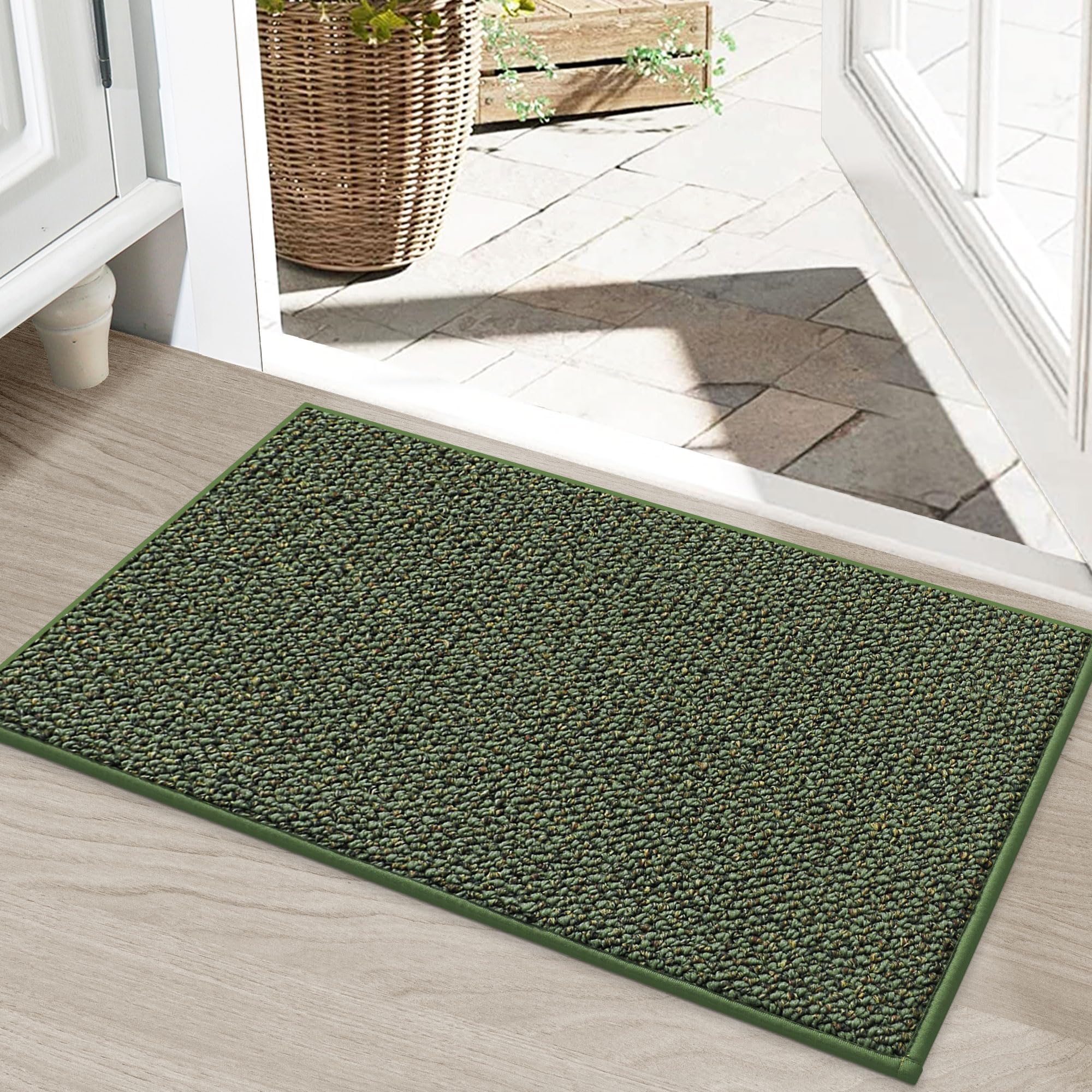 BEQHAUSE Dirt Trapper Door Mat 24" x 36", Non-Slip Washable Doormats Entrance Mat, Dirt Resistant and Absorbent Welcome Mat, Low Profile Floor Mats for Front Back Door and Entryway, Beige