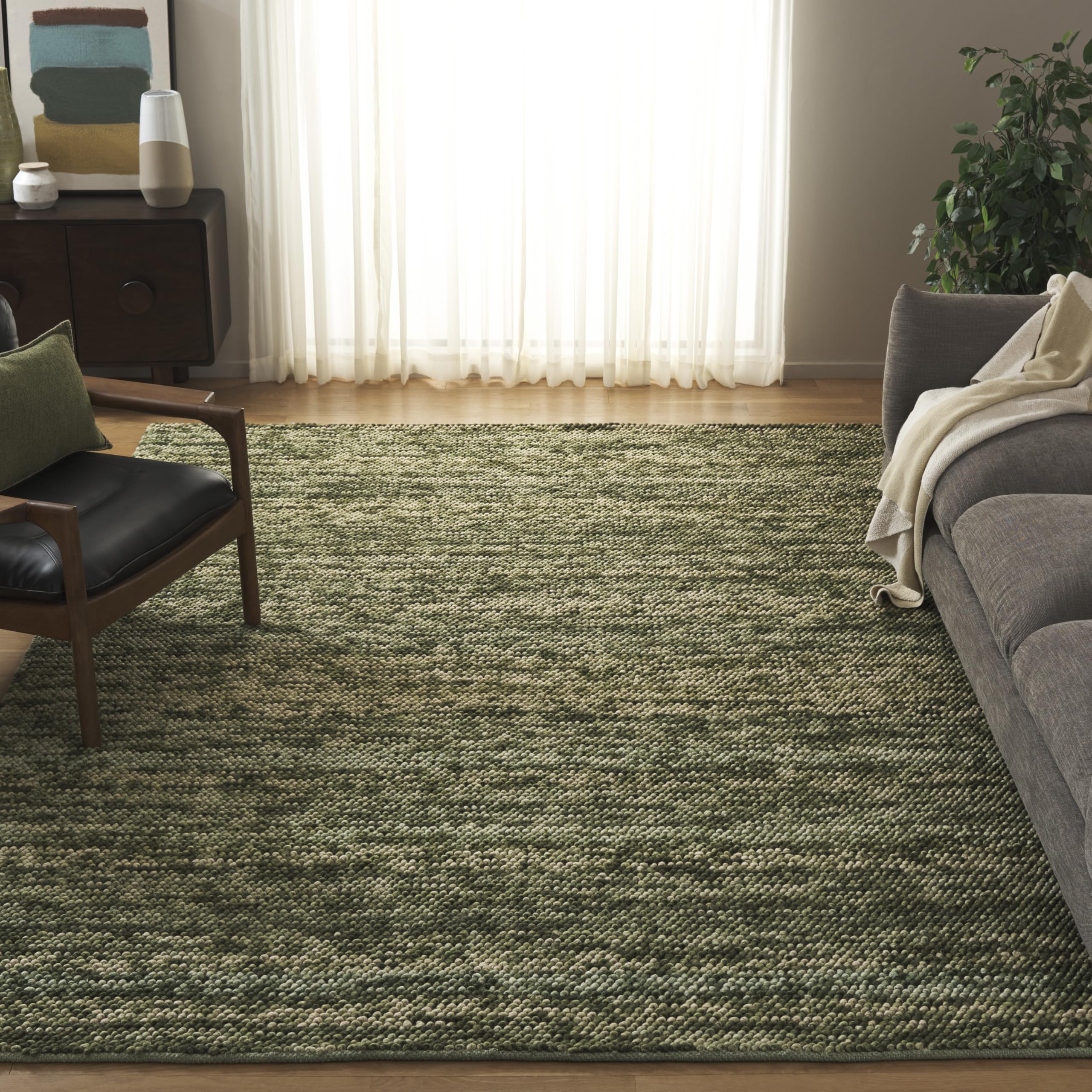 SAFAVIEH Area Rug 5x8 - Natura Collection - Beige & Ivory, Handmade Wool Blend, Textured Design, Ideal for Living Room, Bedroom, Dining Space (NAT425B)