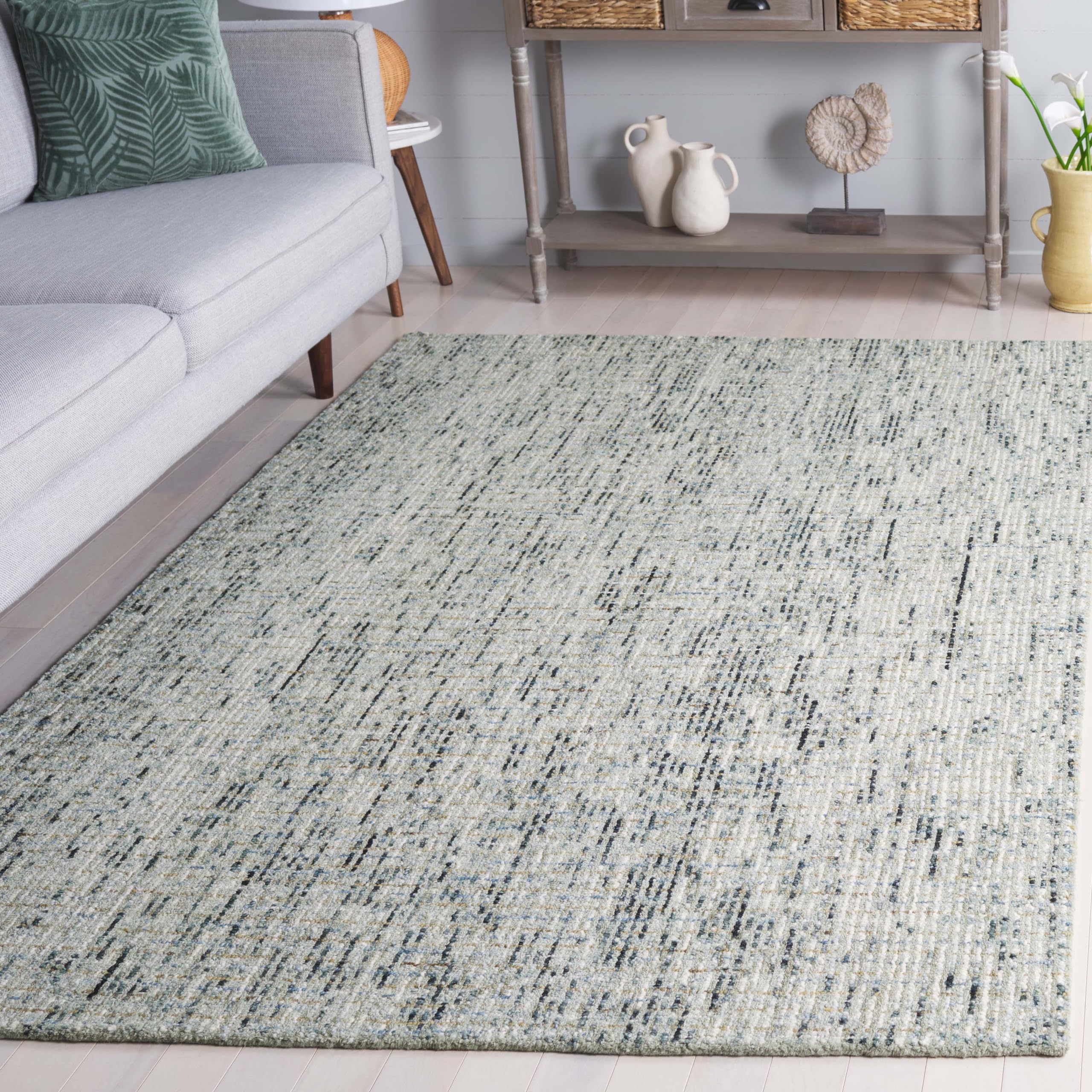 SAFAVIEH Area Rug 8x10 - Abstract Collection - Large - Ivory & Grey, Handmade Wool, Ideal for Living Room, Bedroom, Office, Dining Space (ABT468G)