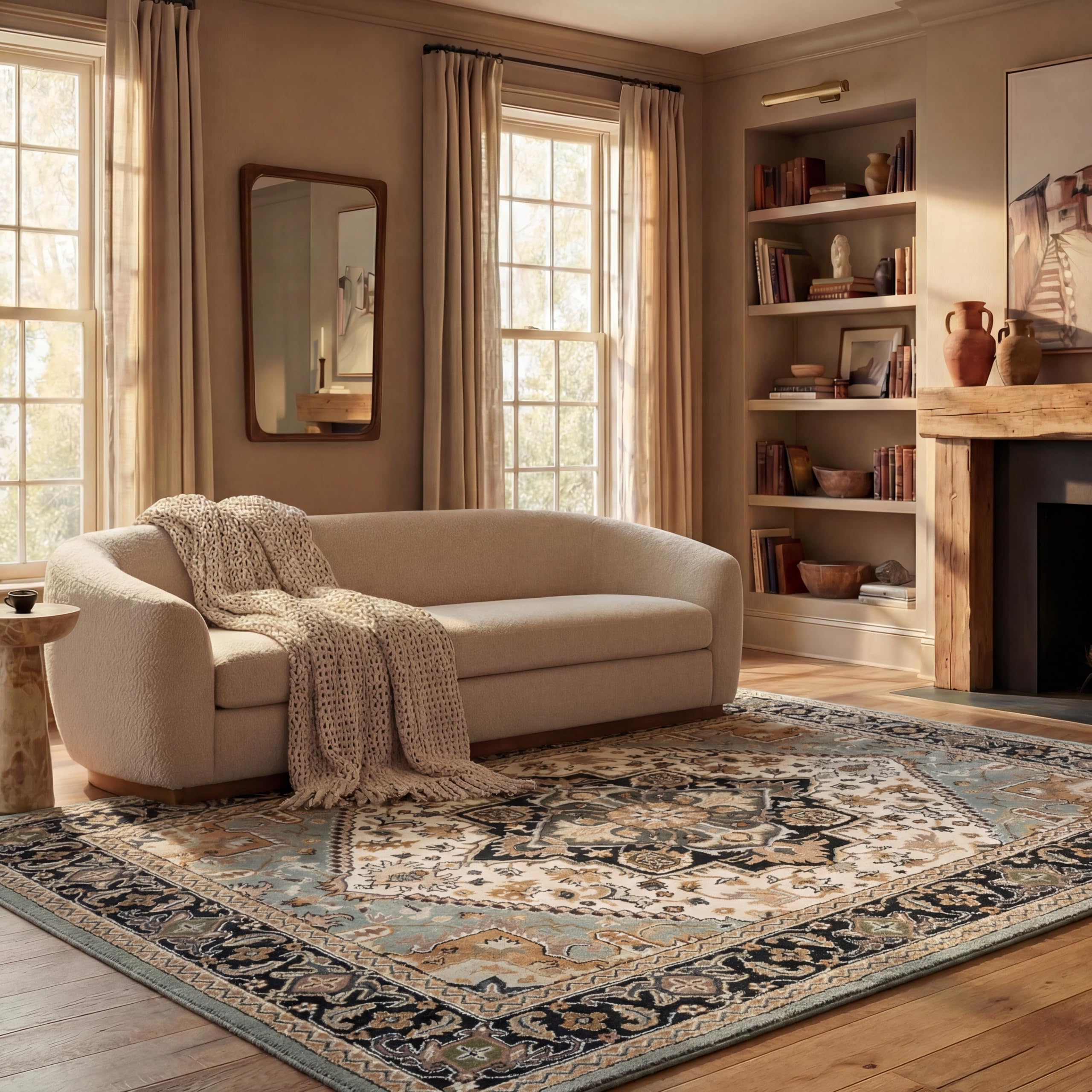 SAFAVIEH Area Rug 8x10 - Heritage Collection - Large - Red, Handmade Wool, Traditional Oriental Medallion Design, Ideal for Living Room, Bedroom, Dining Space (HG625A)
