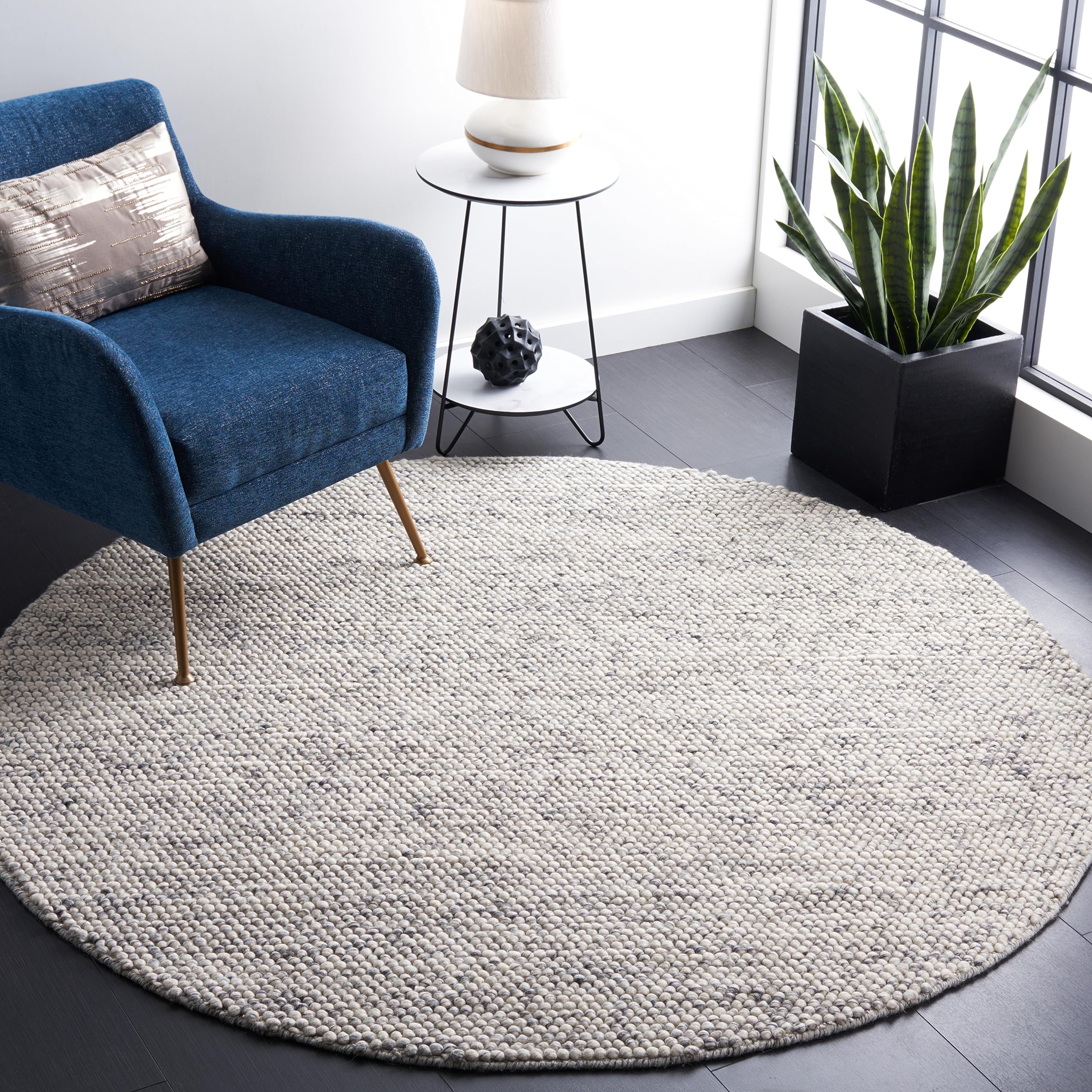 SAFAVIEH Area Rug 8x10 - Natura Collection - Large - Ivory, Handmade Wool Blend, Textured Design, Ideal for Living Room, Bedroom, Dining Space (NAT620A)