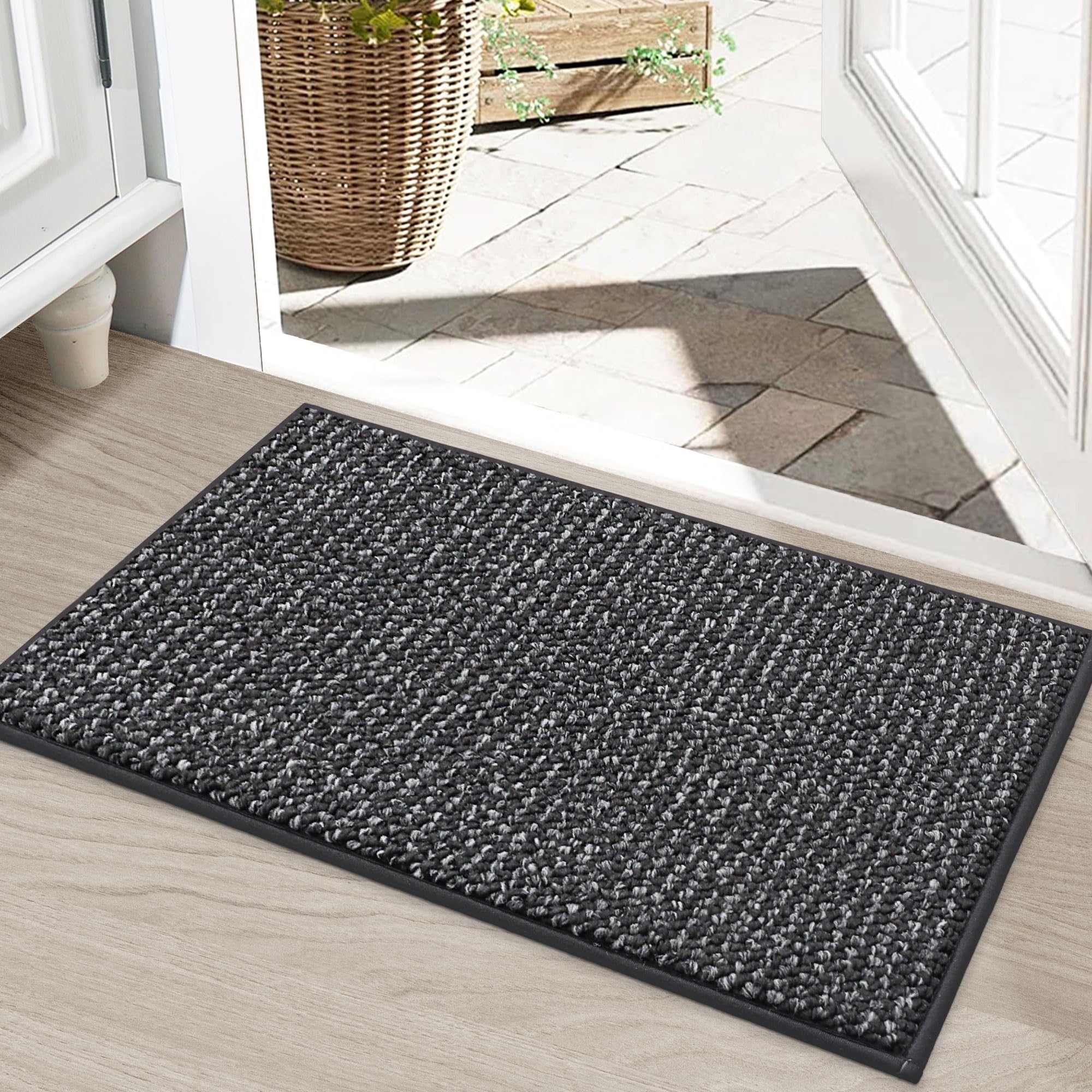 BEQHAUSE Dirt Trapper Door Mat 24" x 36", Non-Slip Washable Doormats Entrance Mat, Dirt Resistant and Absorbent Welcome Mat, Low Profile Floor Mats for Front Back Door and Entryway, Beige