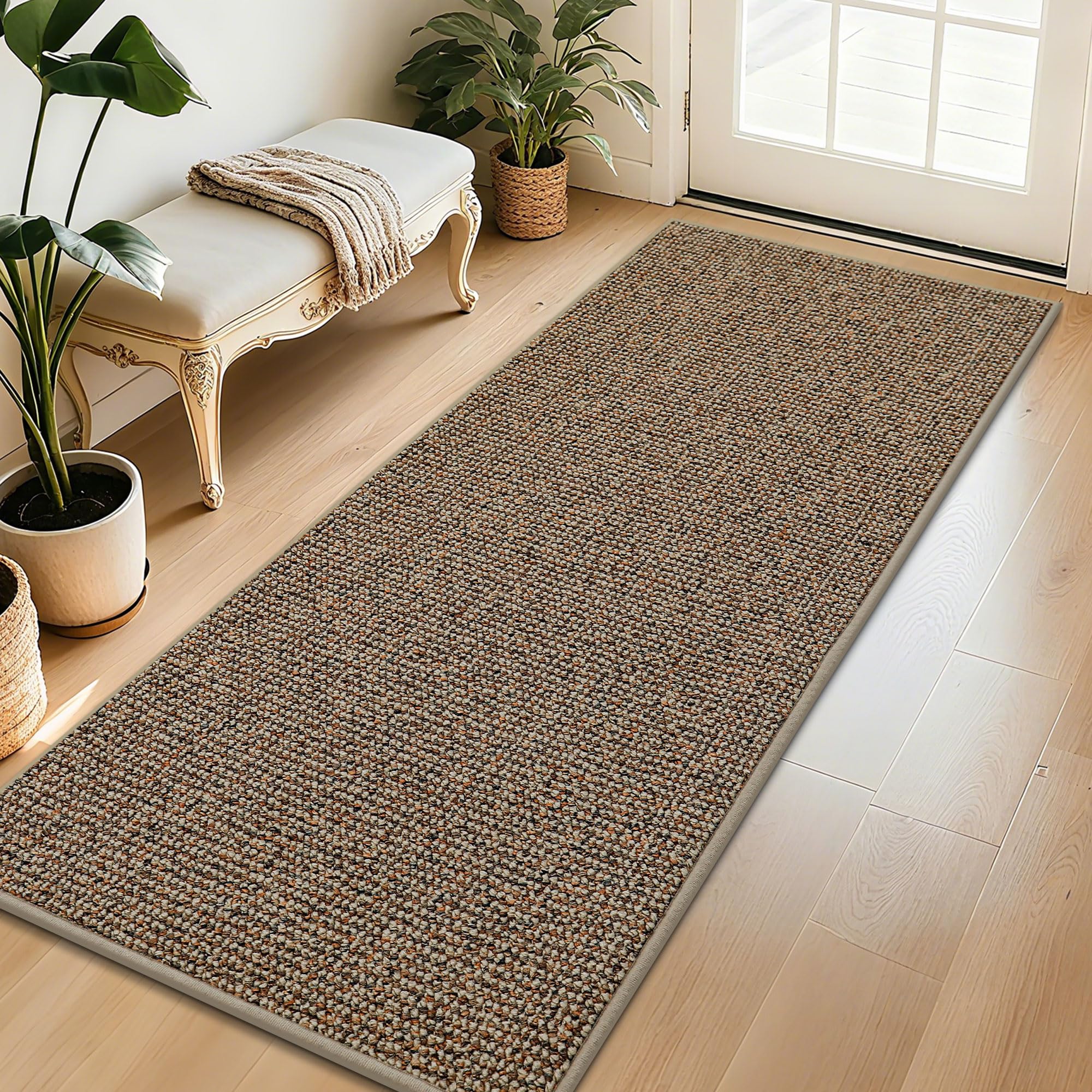 BEQHAUSE Dirt Trapper Door Mat 24" x 36", Non-Slip Washable Doormats Entrance Mat, Dirt Resistant and Absorbent Welcome Mat, Low Profile Floor Mats for Front Back Door and Entryway, Beige
