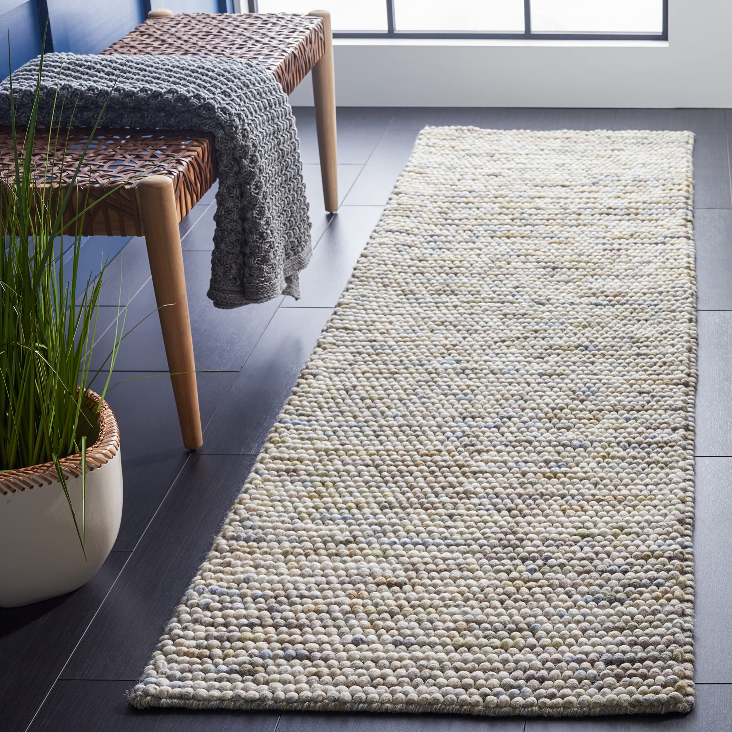 SAFAVIEH Area Rug 8x10 - Natura Collection - Large - Ivory, Handmade Wool Blend, Textured Design, Ideal for Living Room, Bedroom, Dining Space (NAT620A)