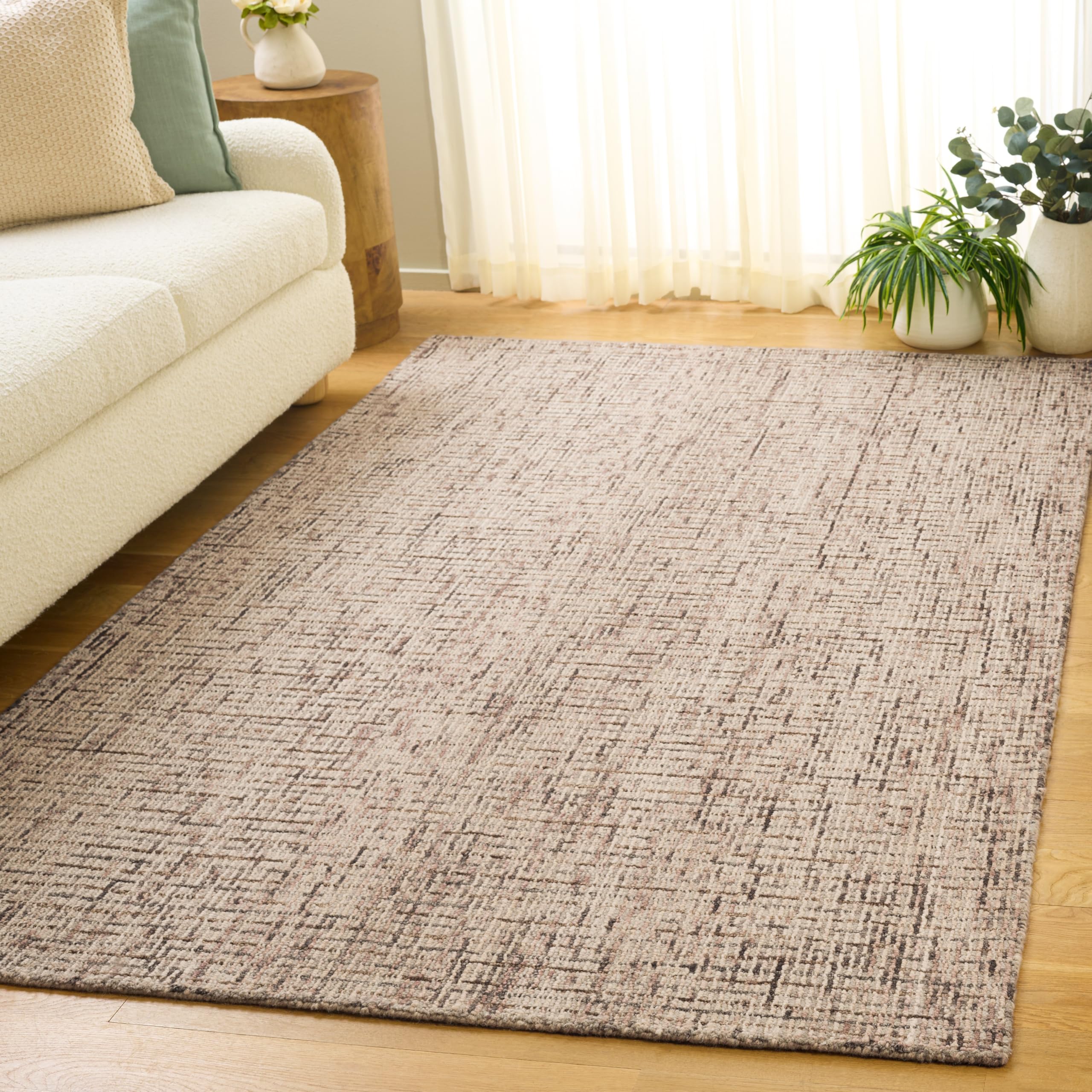 SAFAVIEH Area Rug 8x10 - Abstract Collection - Large - Ivory & Grey, Handmade Wool, Ideal for Living Room, Bedroom, Office, Dining Space (ABT468G)