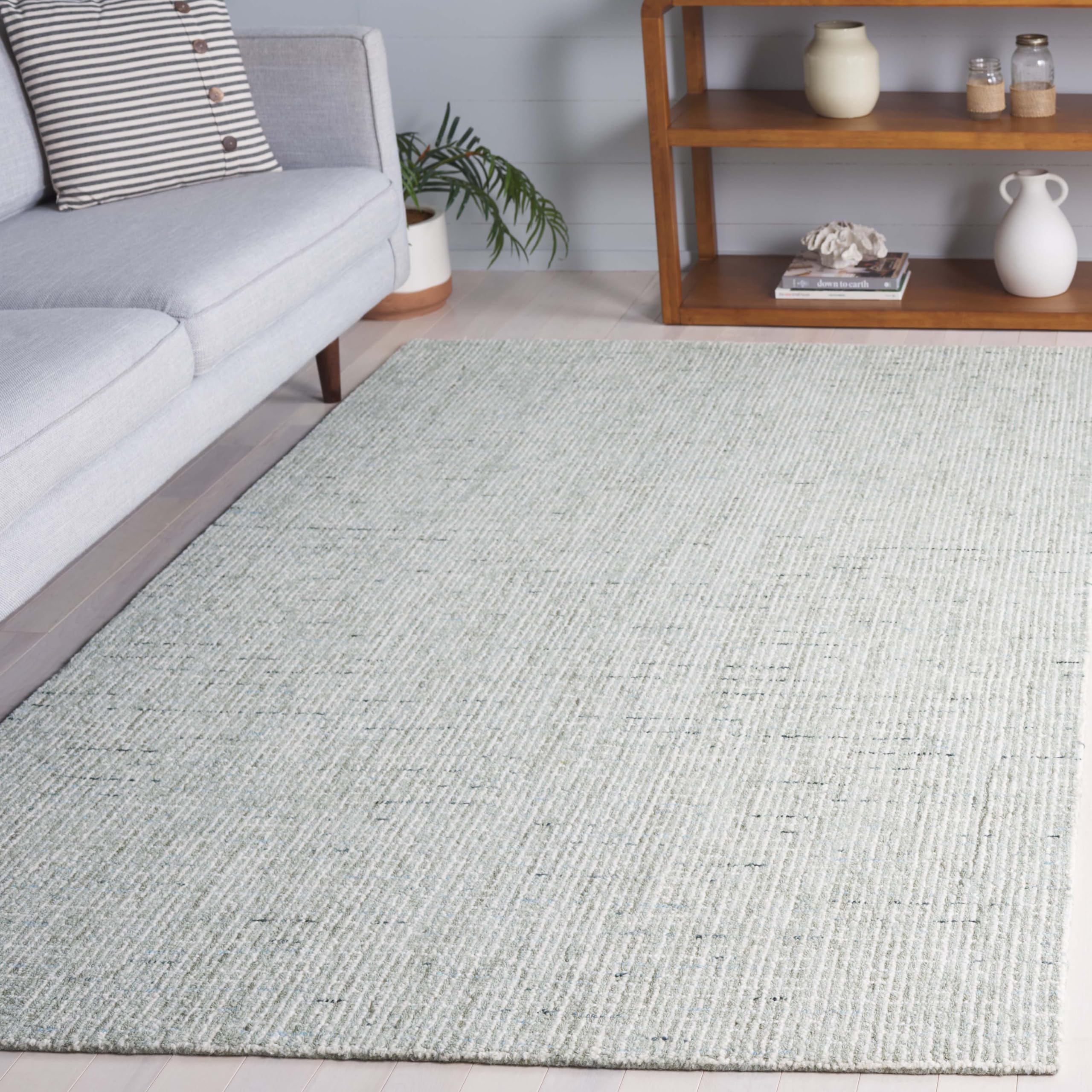 SAFAVIEH Area Rug 8x10 - Abstract Collection - Large - Ivory & Grey, Handmade Wool, Ideal for Living Room, Bedroom, Office, Dining Space (ABT468G)