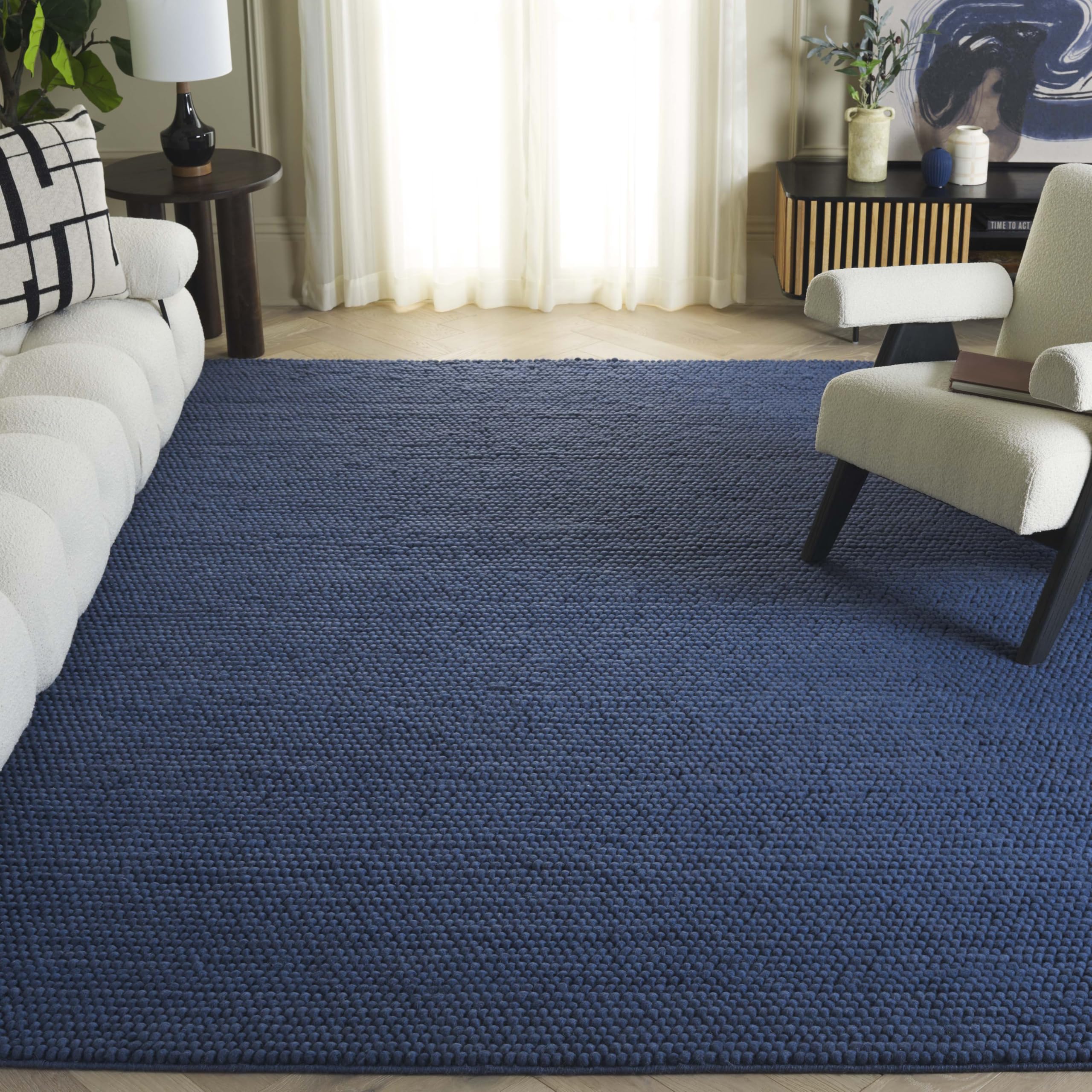 SAFAVIEH Area Rug 8x10 - Natura Collection - Large - Ivory, Handmade Wool Blend, Textured Design, Ideal for Living Room, Bedroom, Dining Space (NAT620A)