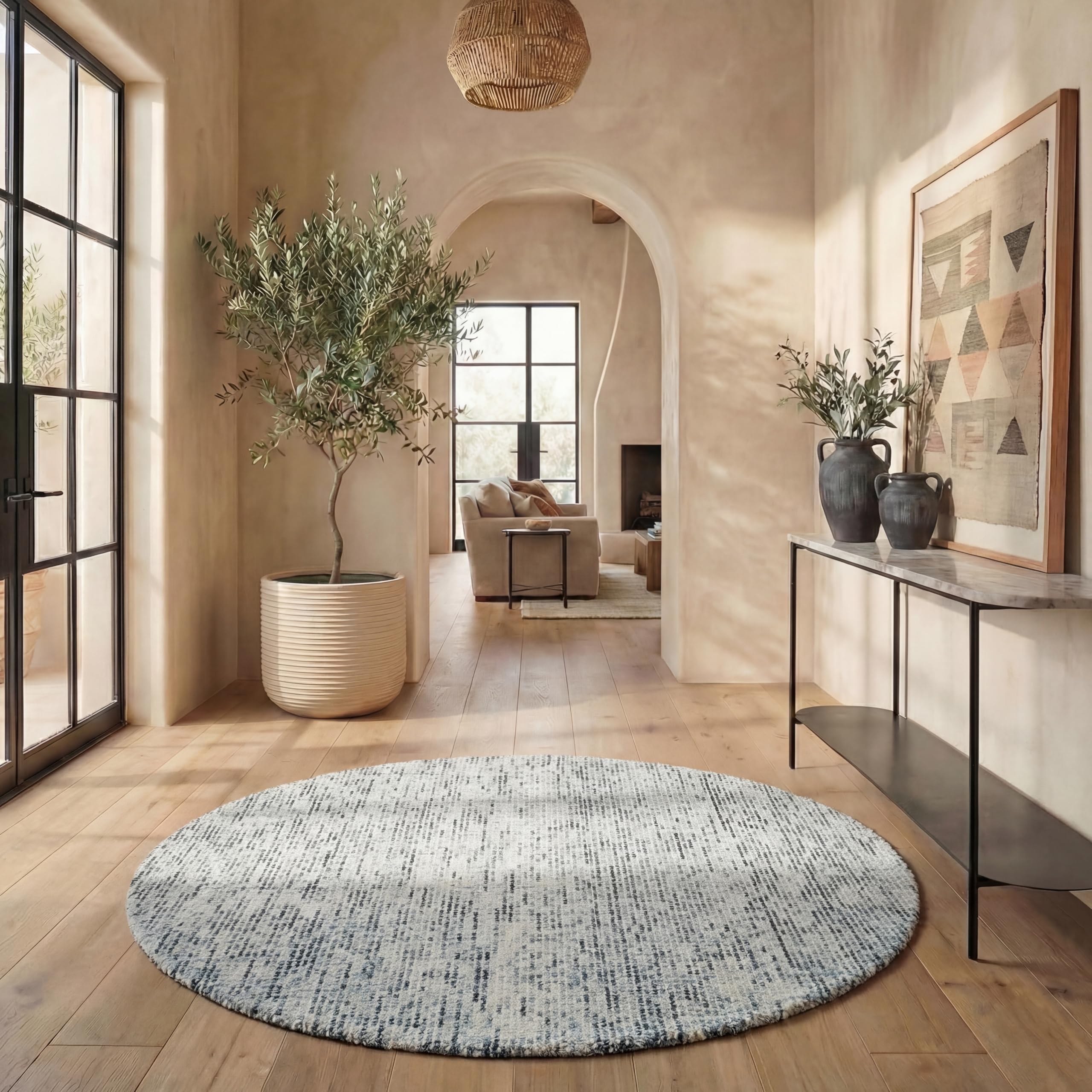 SAFAVIEH Area Rug 8x10 - Abstract Collection - Large - Ivory & Grey, Handmade Wool, Ideal for Living Room, Bedroom, Office, Dining Space (ABT468G)