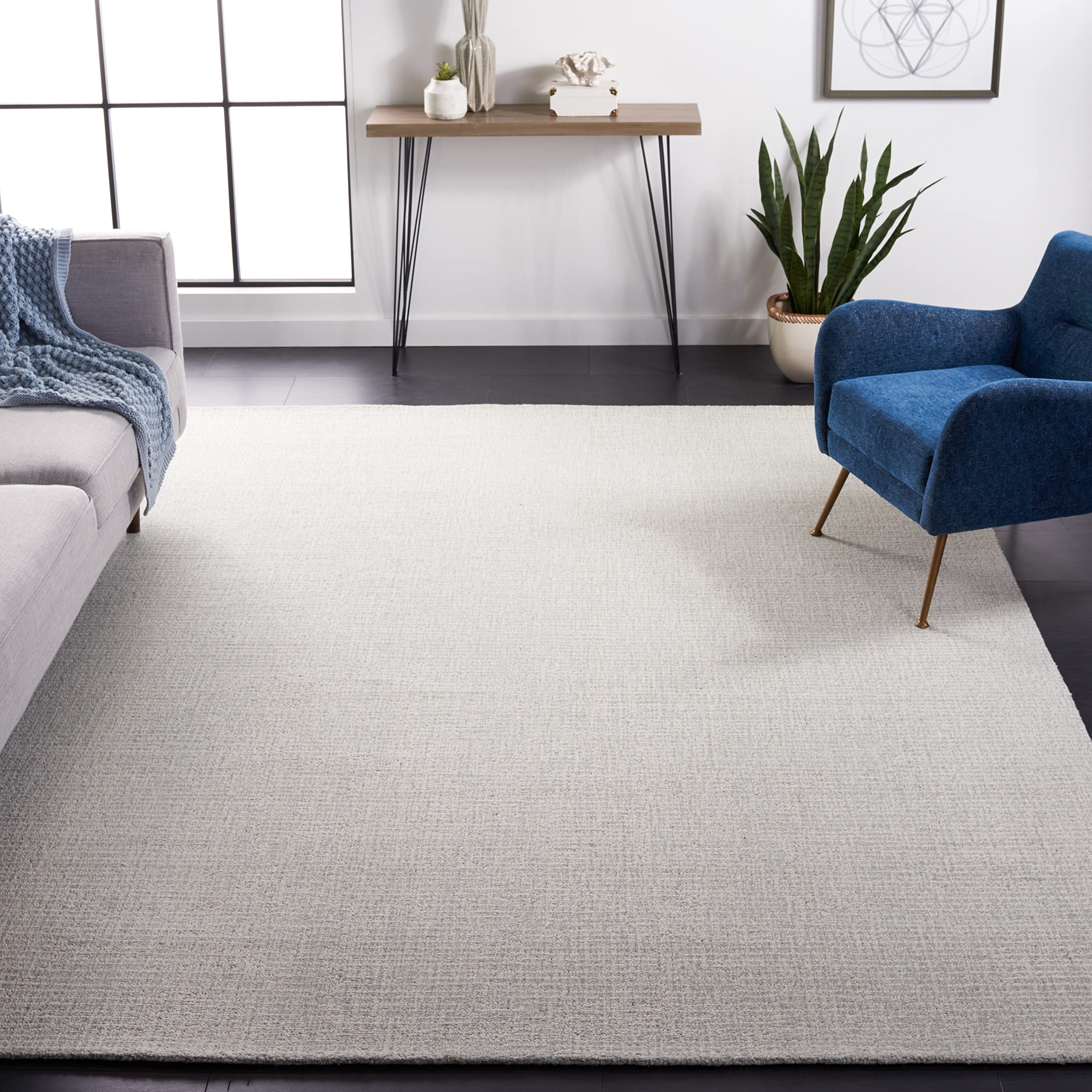 SAFAVIEH Area Rug 8x10 - Abstract Collection - Large - Ivory & Grey, Handmade Wool, Ideal for Living Room, Bedroom, Office, Dining Space (ABT468G)