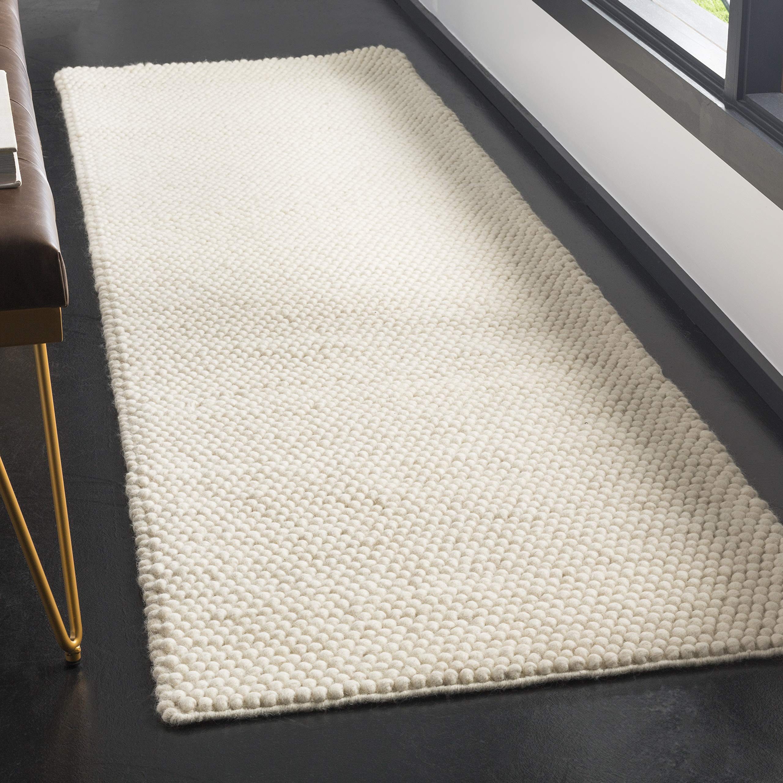 SAFAVIEH Area Rug 8x10 - Natura Collection - Large - Ivory, Handmade Wool Blend, Textured Design, Ideal for Living Room, Bedroom, Dining Space (NAT620A)