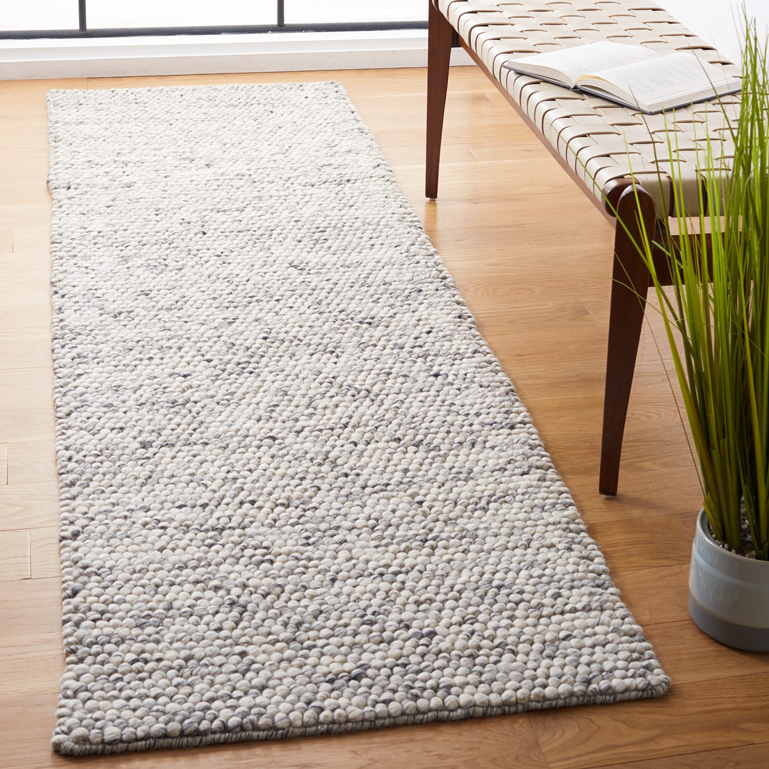 SAFAVIEH Area Rug 8x10 - Natura Collection - Large - Ivory, Handmade Wool Blend, Textured Design, Ideal for Living Room, Bedroom, Dining Space (NAT620A)