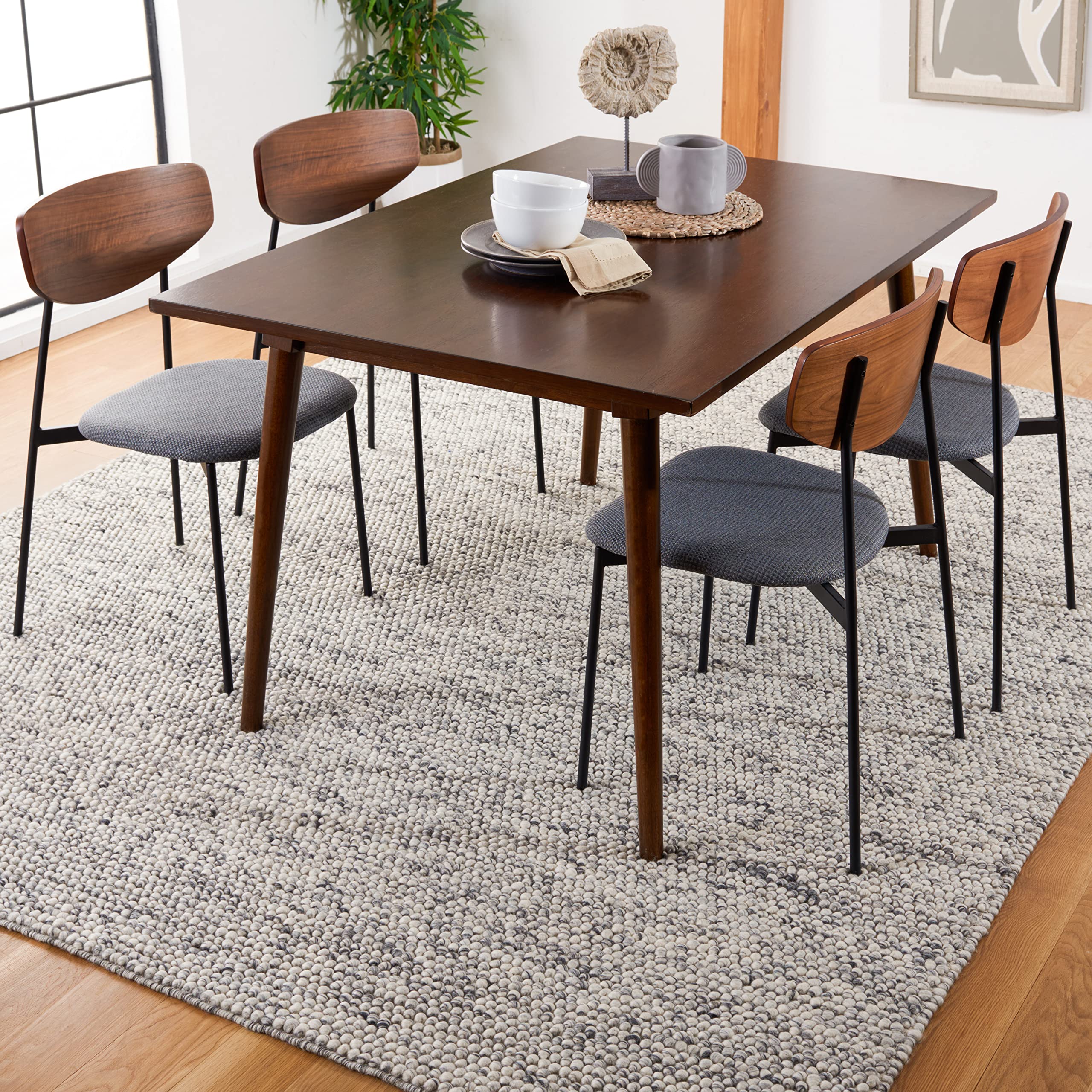 SAFAVIEH Area Rug 8x10 - Natura Collection - Large - Ivory, Handmade Wool Blend, Textured Design, Ideal for Living Room, Bedroom, Dining Space (NAT620A)
