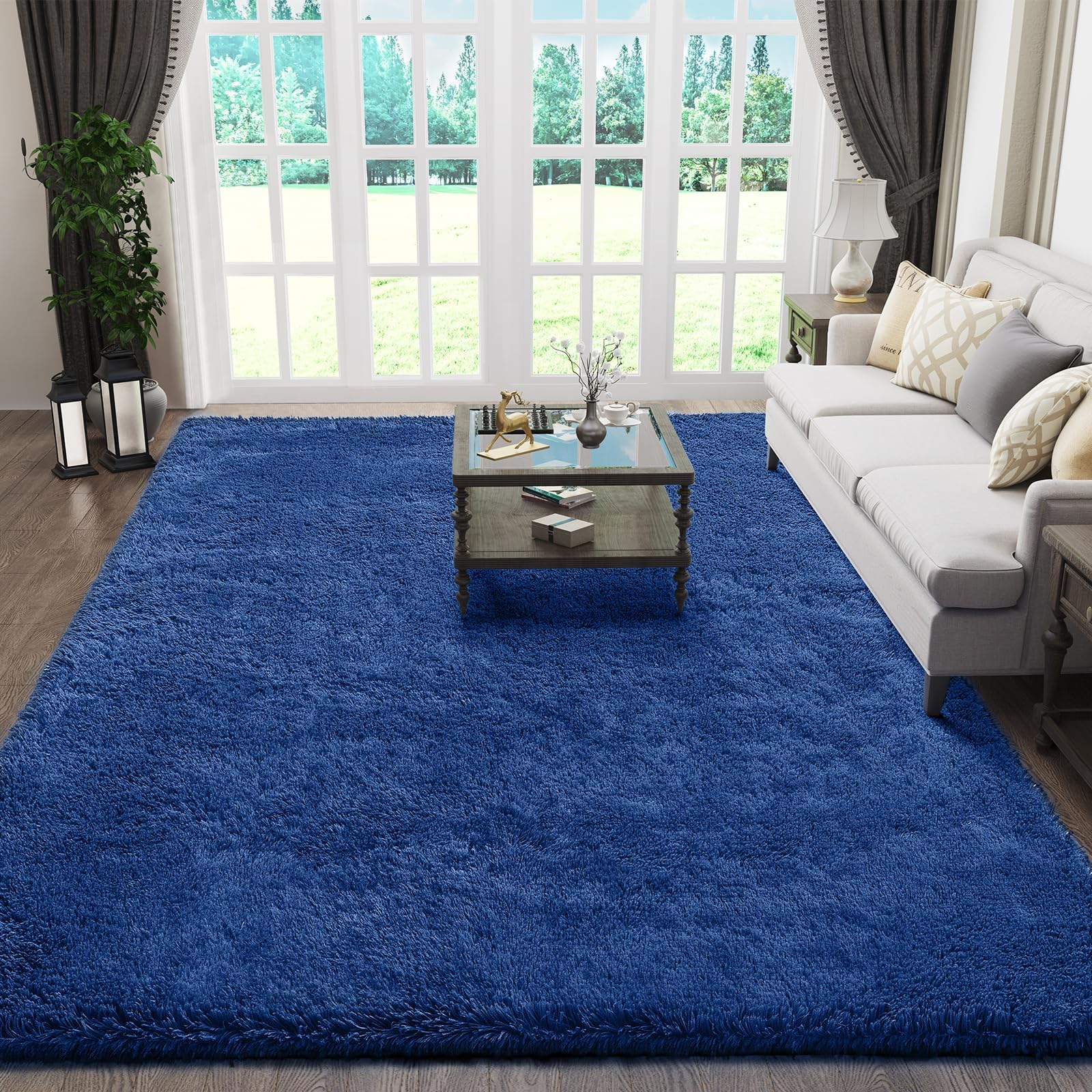 Ophanie 8x10 Area Rugs for Living Room, Upgrade Non-Slip Fluffy Soft Large Shag Bedroom Carpet, Ivory Big Indoor Thick Nursery Rug, Carpets for Boy and Girls Room Dorm Home Decor Aesthetic