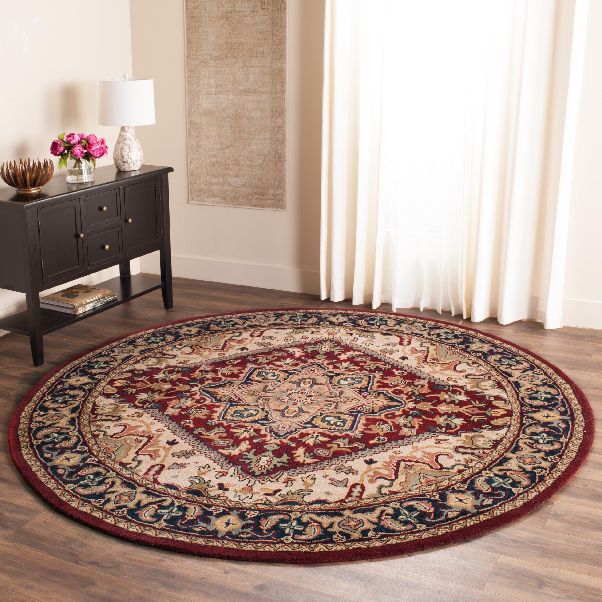 SAFAVIEH Area Rug 8x10 - Heritage Collection - Large - Red, Handmade Wool, Traditional Oriental Medallion Design, Ideal for Living Room, Bedroom, Dining Space (HG625A)