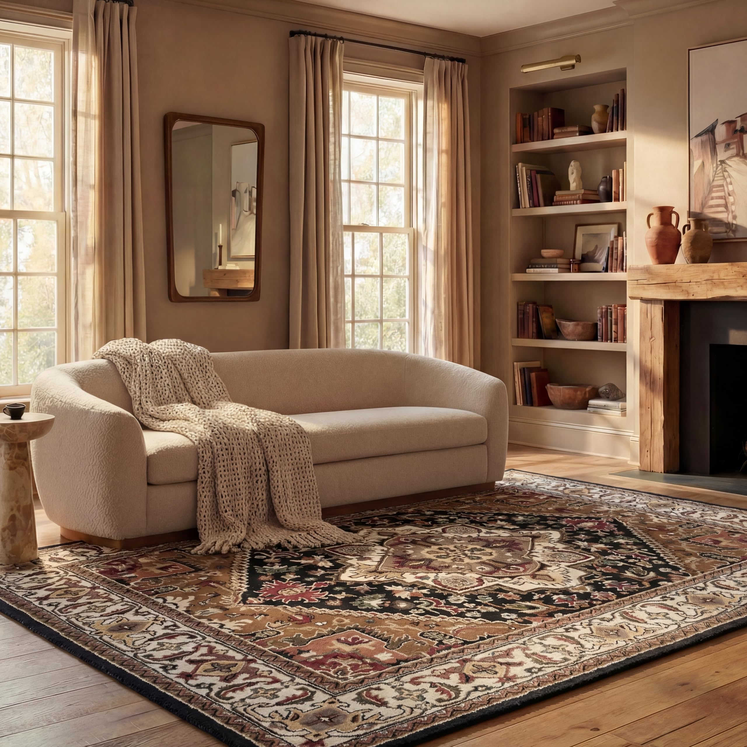 SAFAVIEH Area Rug 8x10 - Heritage Collection - Large - Red, Handmade Wool, Traditional Oriental Medallion Design, Ideal for Living Room, Bedroom, Dining Space (HG625A)
