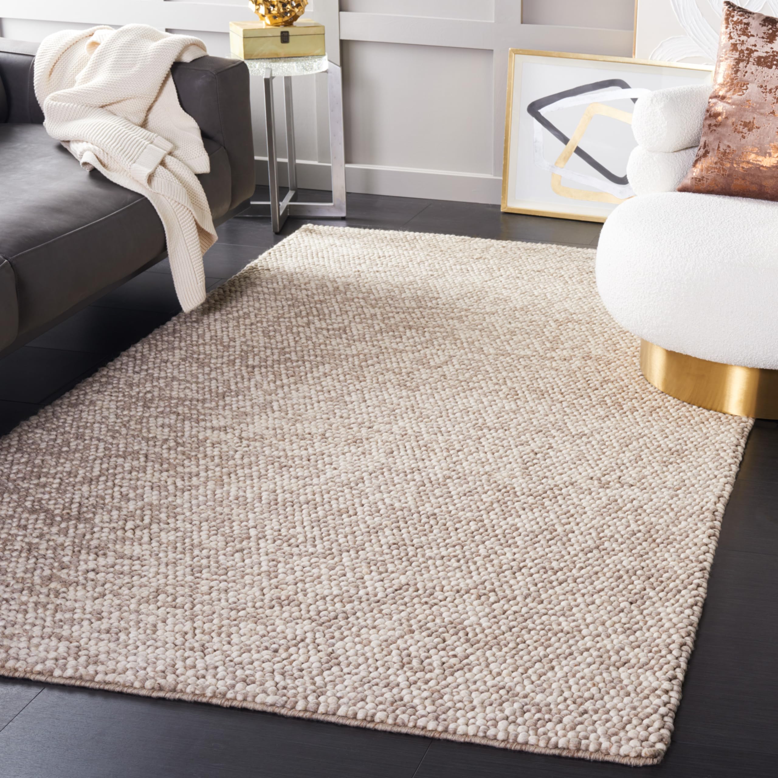 SAFAVIEH Area Rug 8x10 - Natura Collection - Large - Ivory, Handmade Wool Blend, Textured Design, Ideal for Living Room, Bedroom, Dining Space (NAT620A)