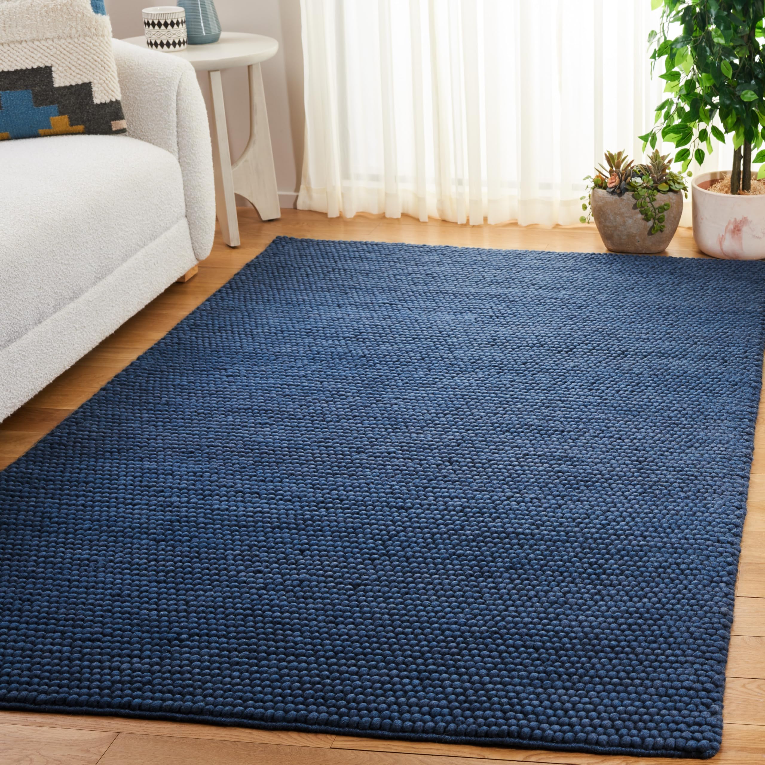 SAFAVIEH Area Rug 8x10 - Natura Collection - Large - Ivory, Handmade Wool Blend, Textured Design, Ideal for Living Room, Bedroom, Dining Space (NAT620A)