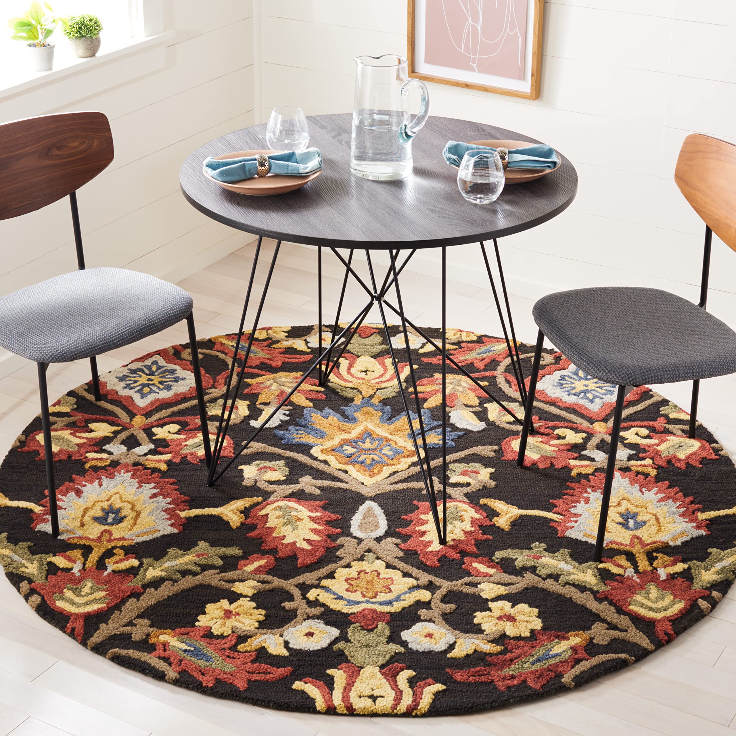 SAFAVIEH Area Rug 8x10 - Blossom Collection - Large - Green & Multi, Handmade Wool, Ideal for Living Room, Bedroom, Office, Dining Space (BLM402B)